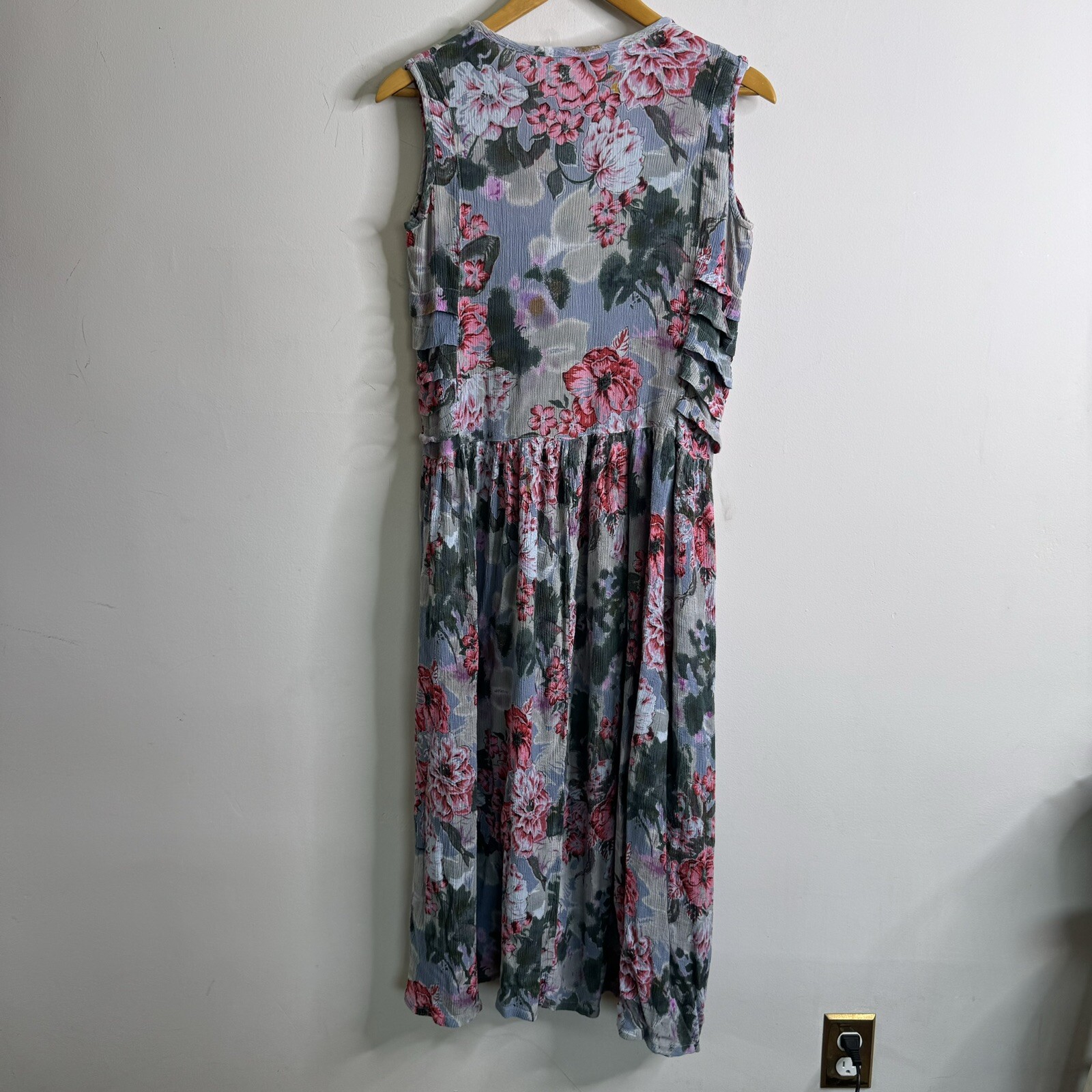 Vintage Lavender Floral Midi Shift Dress Indie Fairy Grunge 90s M