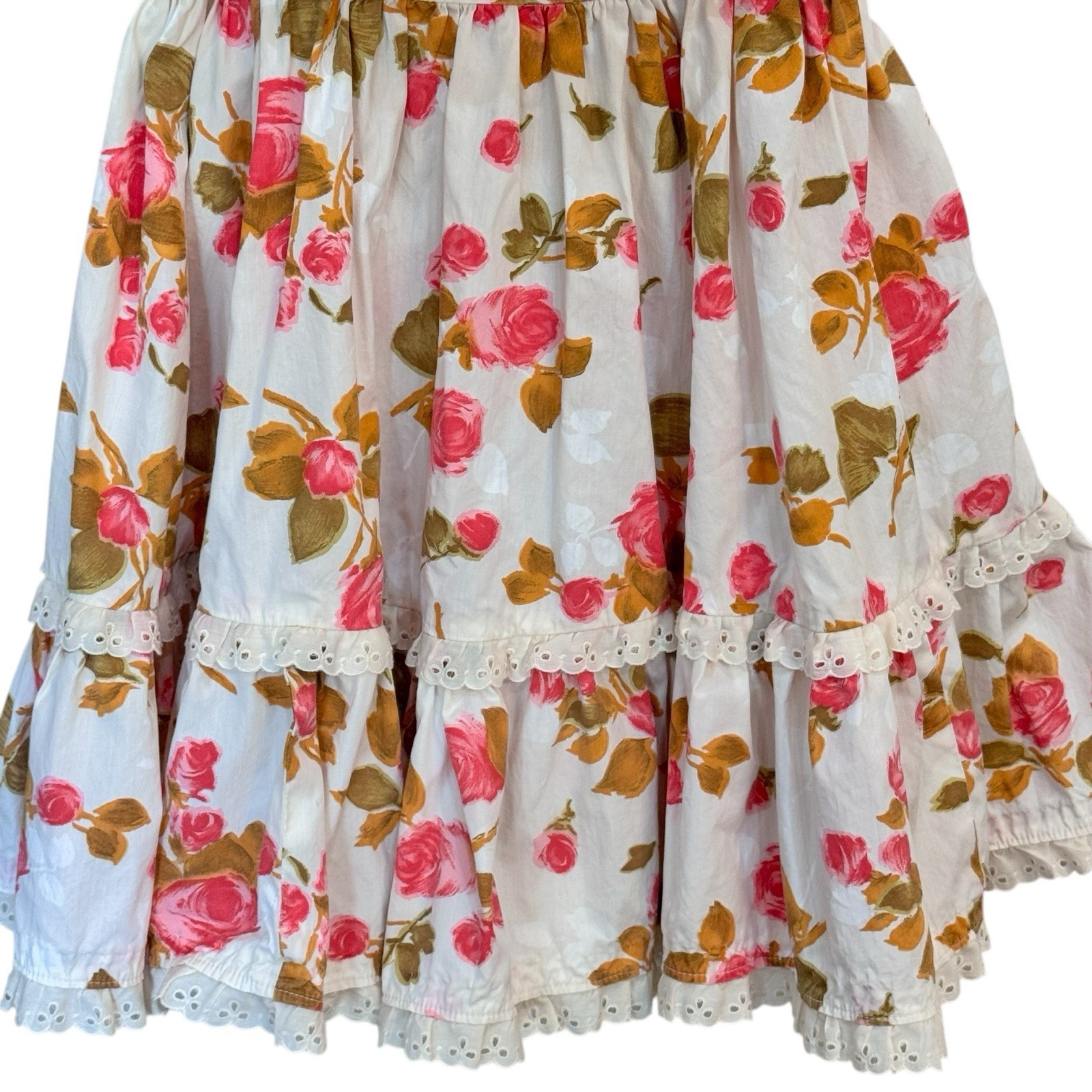 Vintage 60s Pink Rose Square Dance Party Full Circle Rockabilly Western Dress M