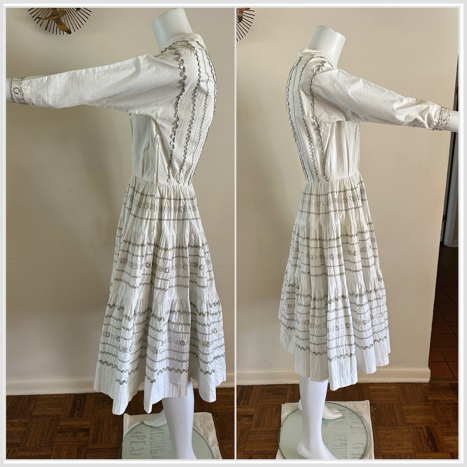 1950s Ric Rac Cotton Patio Dress Full Circle Western Rockabilly S Vintage