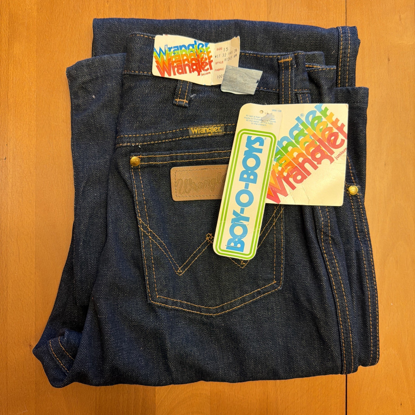 Vintage 1970s Wrangler Jeans NWT Rainbow Tag Juniors Size 15 DEADSTOCK READ Disc