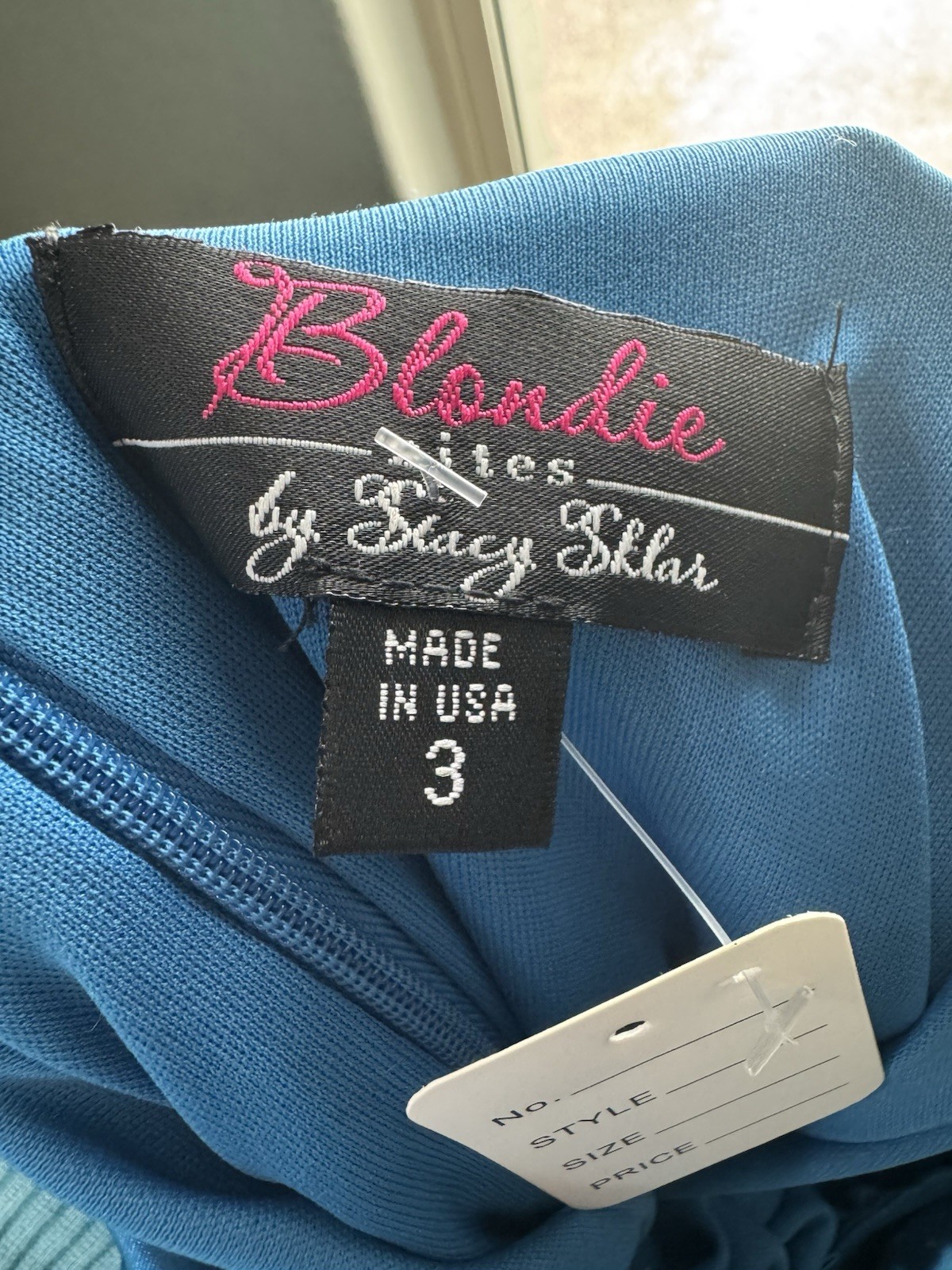 Vintage BLONDIE NITES Gorgeous Blue Formal Prom Party Wiggle Bodycon Satin Sexy