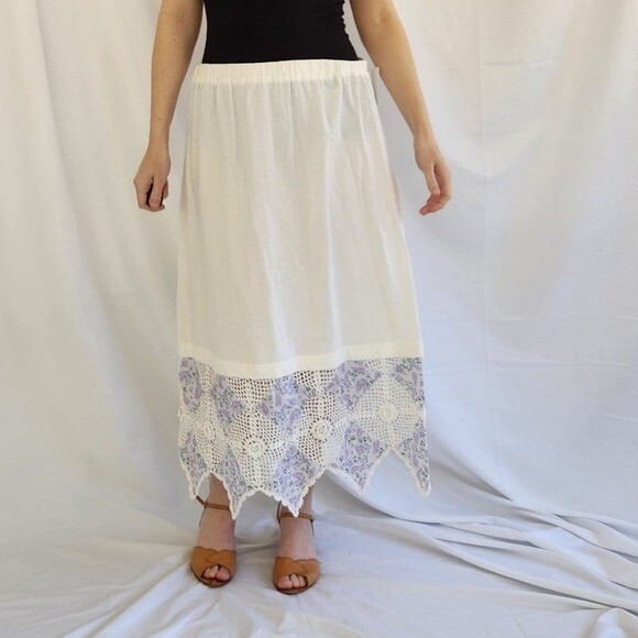 90s Deadstock White and Purple 3 Piece Skirt Set