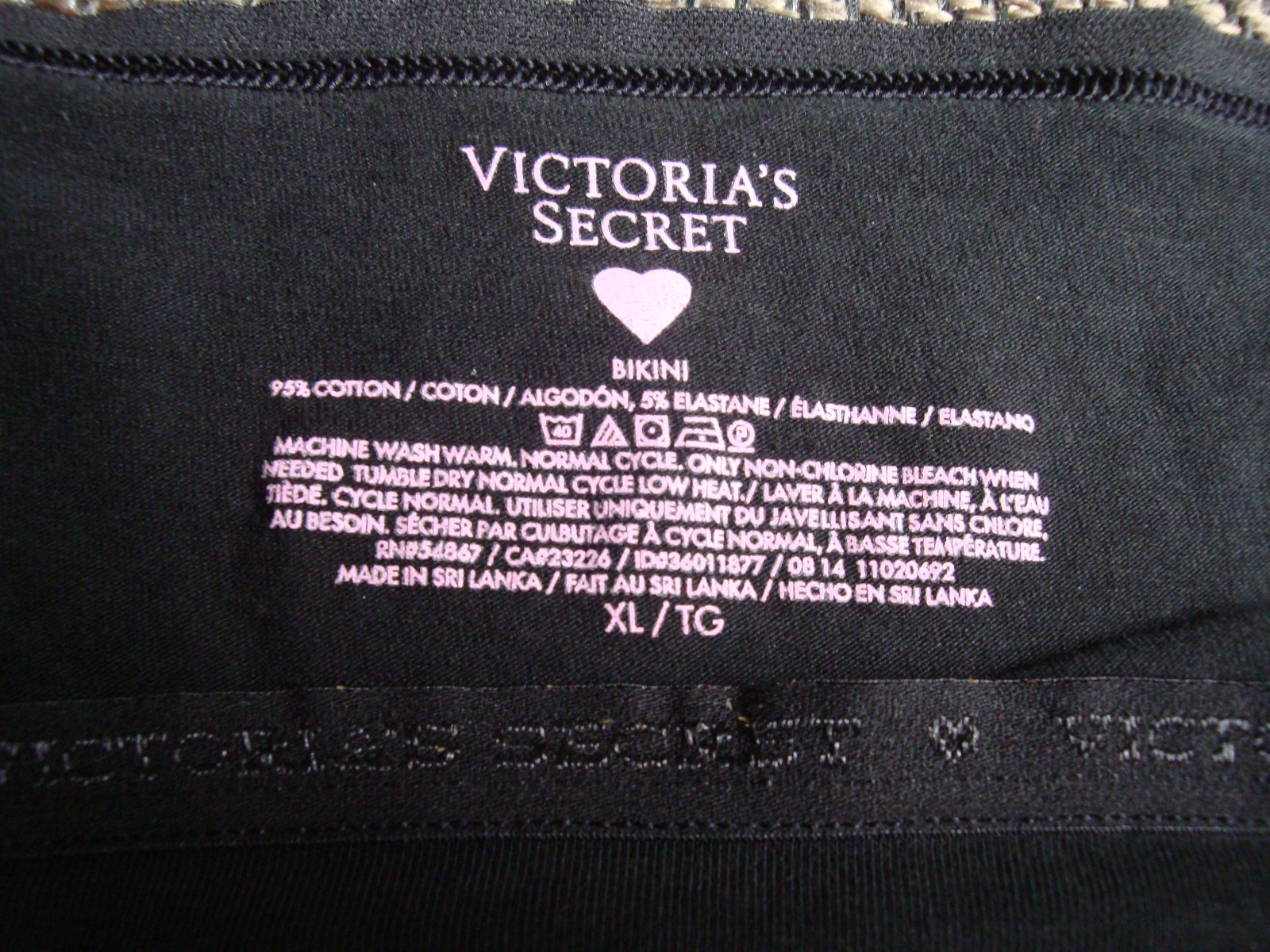 Lot of 3 Victoria’s Secret XL Vintage Black Cotton Logo Waist Bikini & Hiphugger