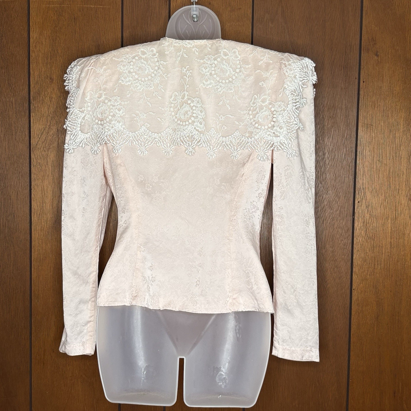 VTG 80’s Jessica McClintock Blouse 8 Pink Lace Pearl Buttons Victorian Cottage