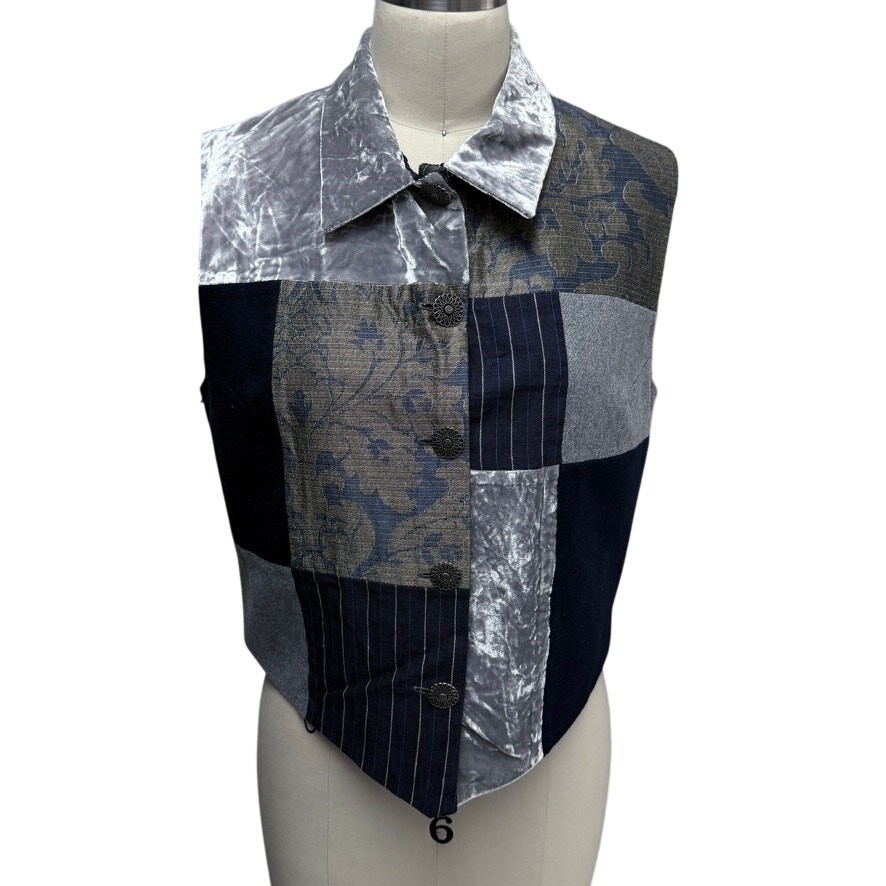 VTG 1990s Concinno Patchwork Vest Mixed Fabrics Avant Garde Artsy M