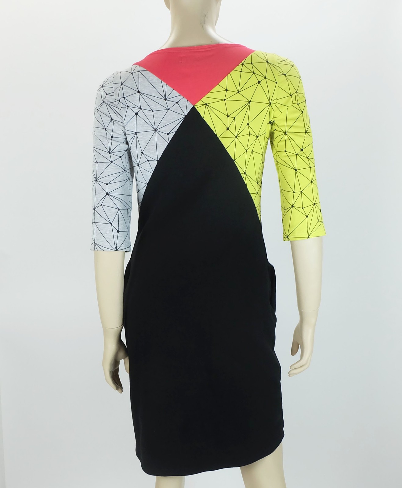 1980s dress mini dress size S new wave neon gray and black label mi eta
