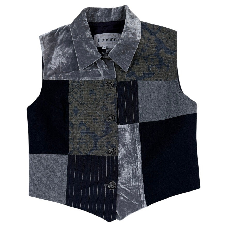 VTG 1990s Concinno Patchwork Vest Mixed Fabrics Avant Garde Artsy M