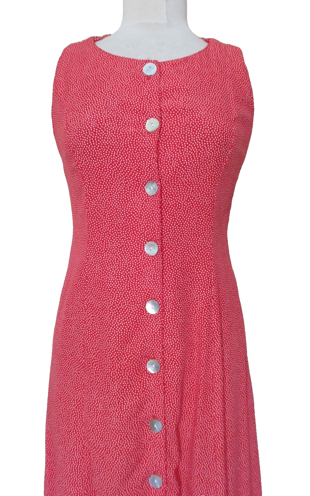 Vintage 90s Carol Anderson Maxi Dress S/M Women Red White Dot Rayon Crossback