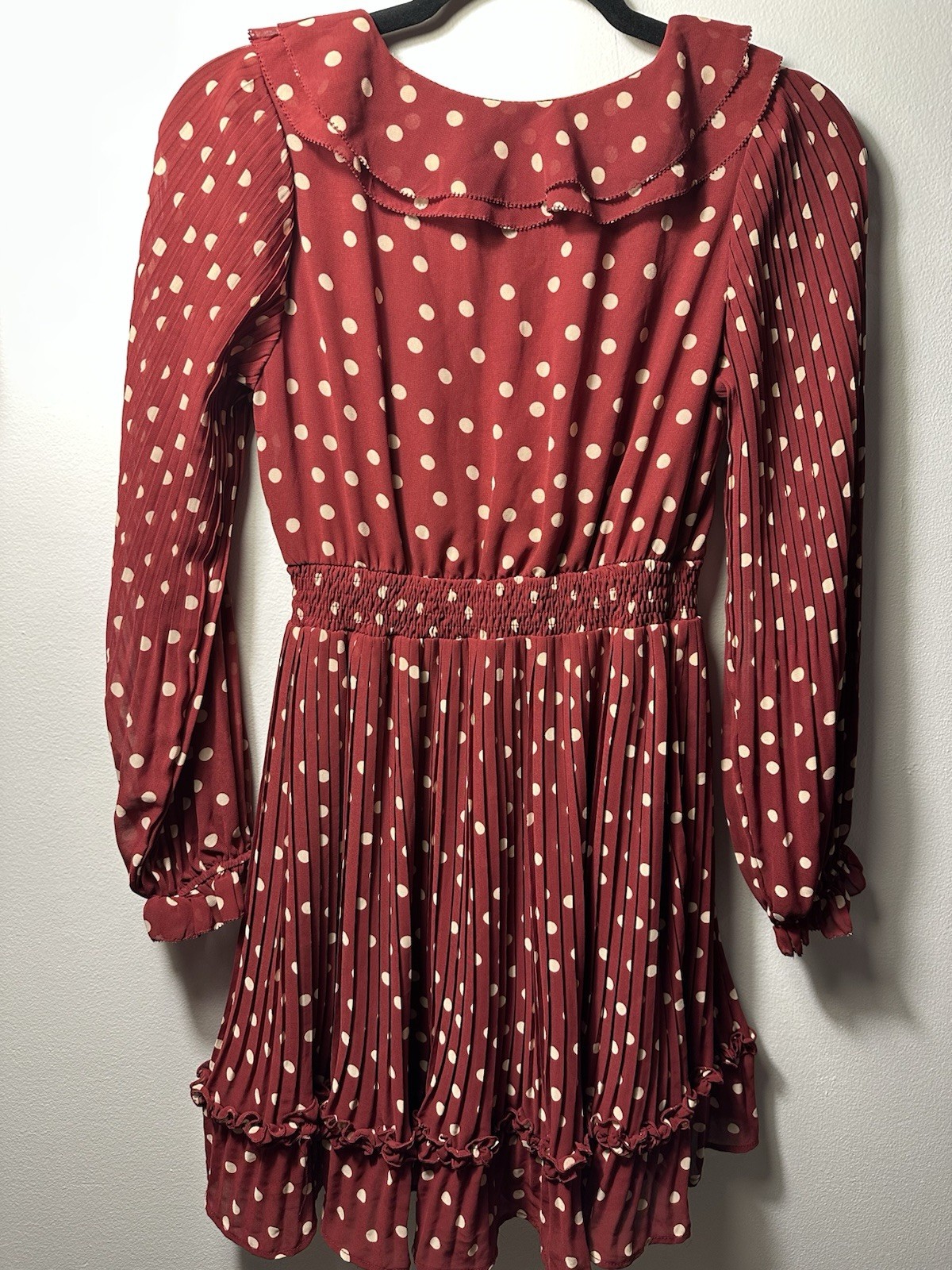 VTG La Chapelle Dress Polka Dots Pleated Skirt Retro Tradwife 40s 60s Twee Girly