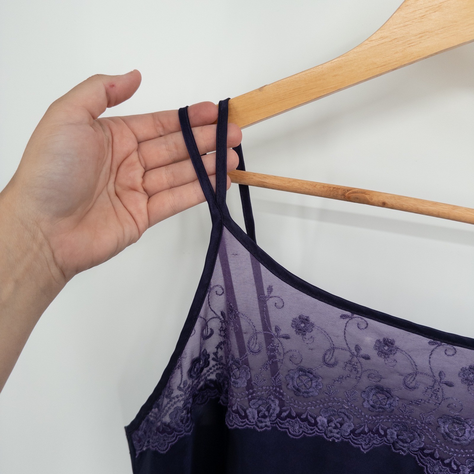 Vintage Whimsigoth Slip Dress Womens Medium Purple Lace 90s Witchy Satin Fairy
