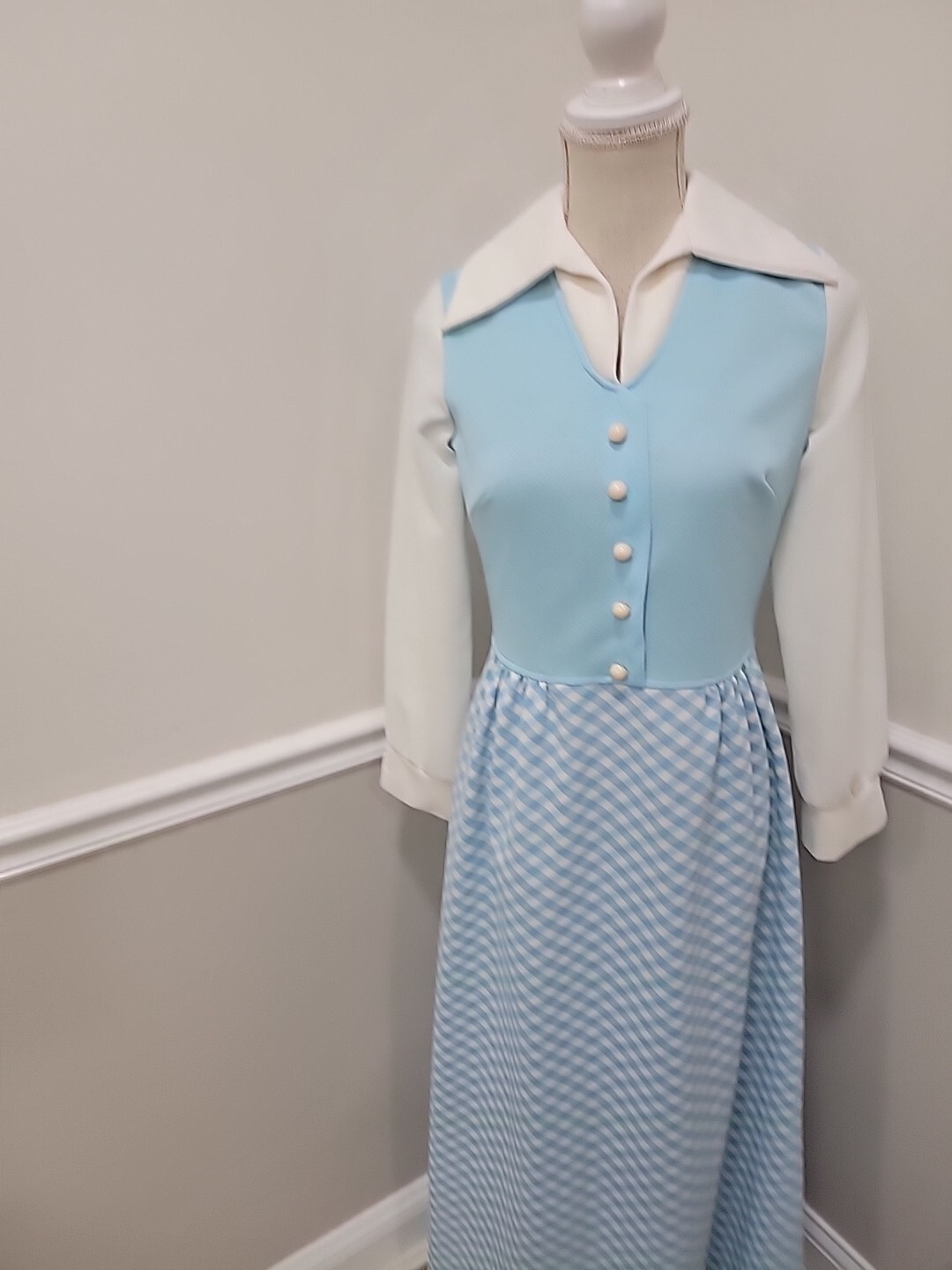 Vintage Mod hostess Dress /Maxi/Mid Century Modern /Hippie Dress