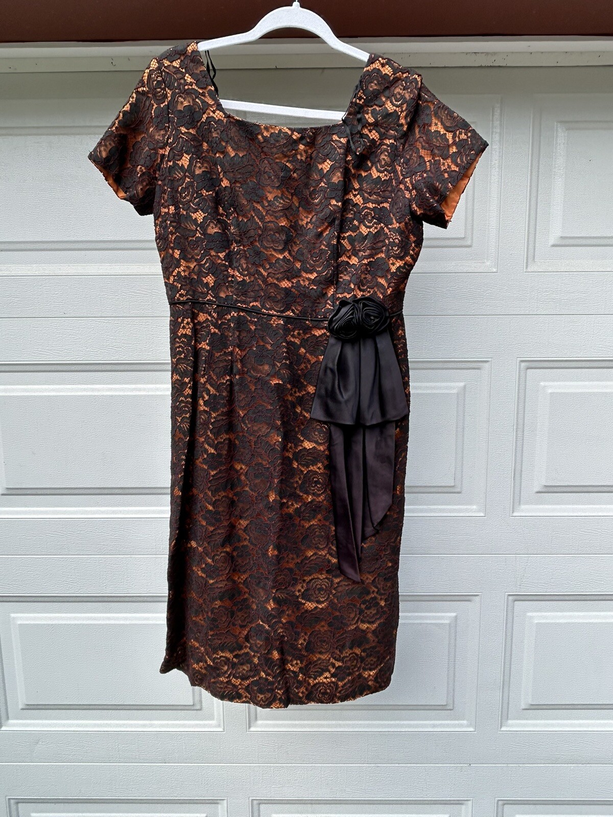 XL 18 Vintage Patt William Black And Orange Party Dress Cocktail Dress