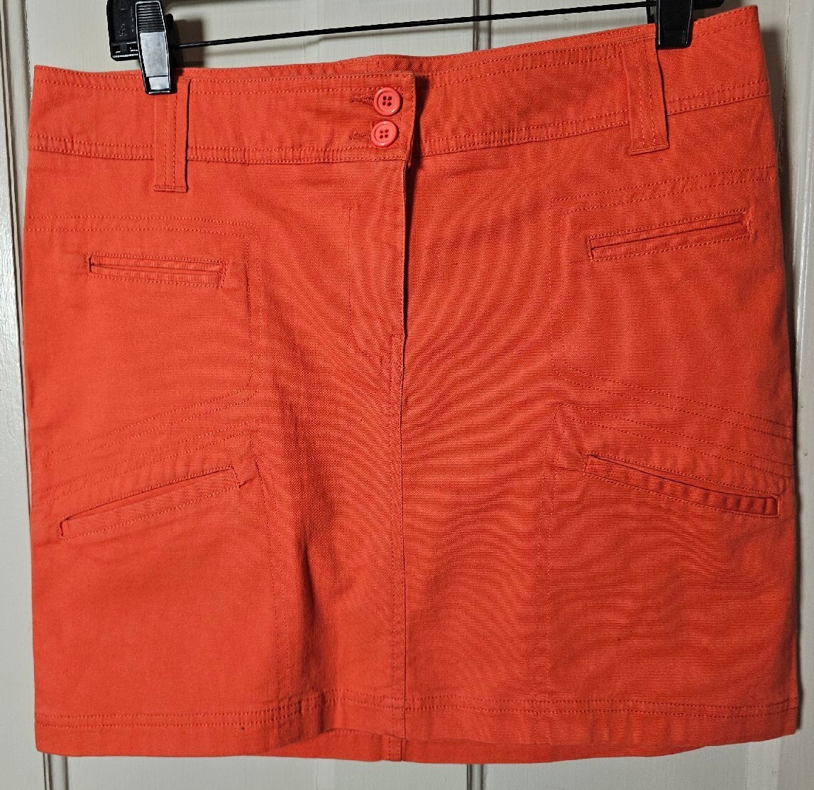 VTG United Colors of Benetton Gorpcore Skirt 33.5″ Waist Coral Cargo Pockets