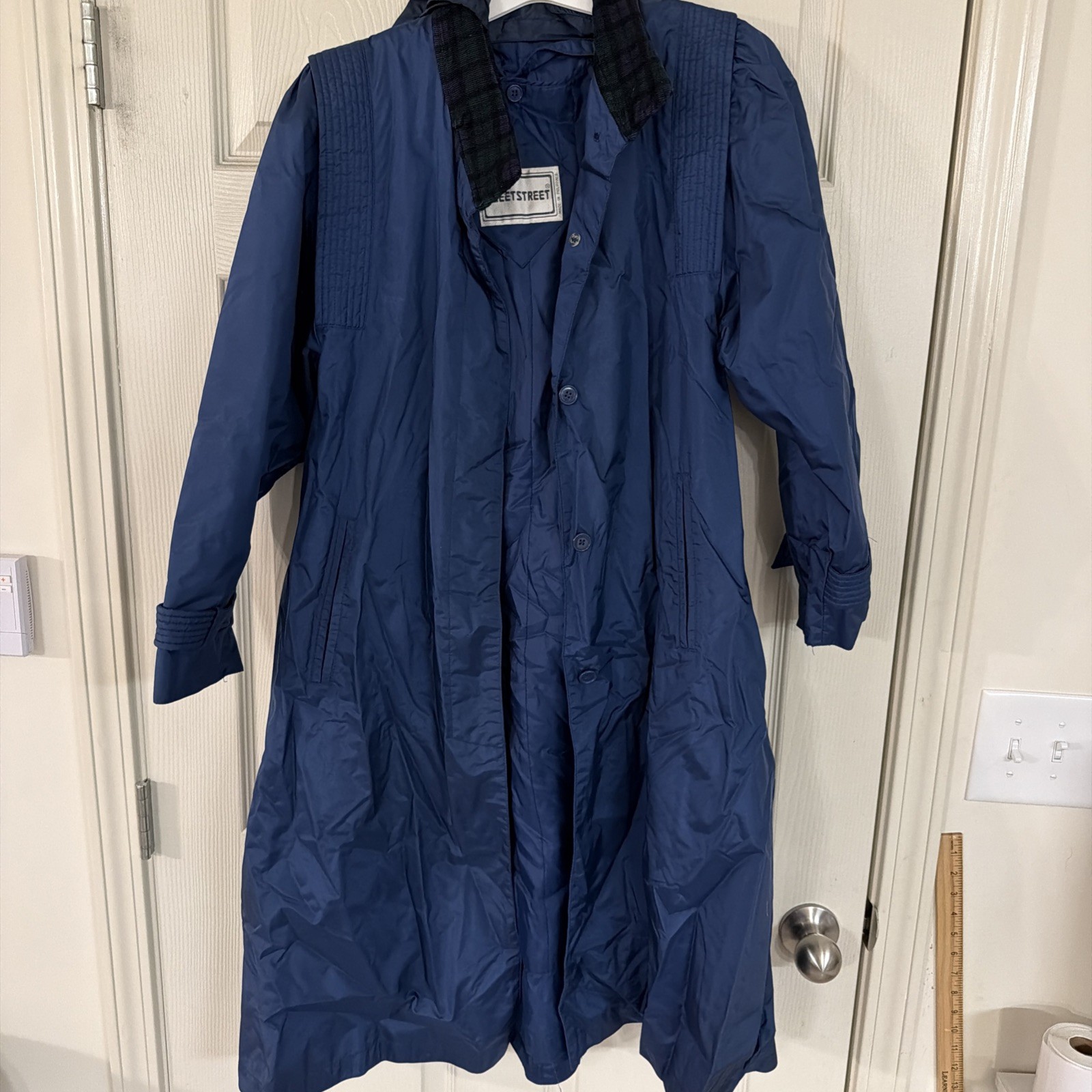 VINTAGE 70’s Navy Trench Rain Coat Fleet Street MAXI Coat – Size 8