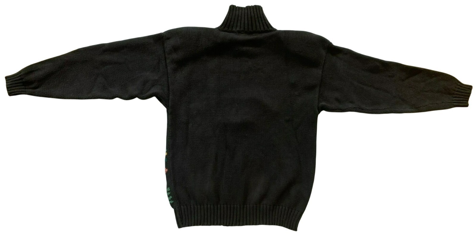 Vintage Sweater Eagle’s Eye Cottagecore Grannycore Alphabet Black Y2K 80’s LARGE