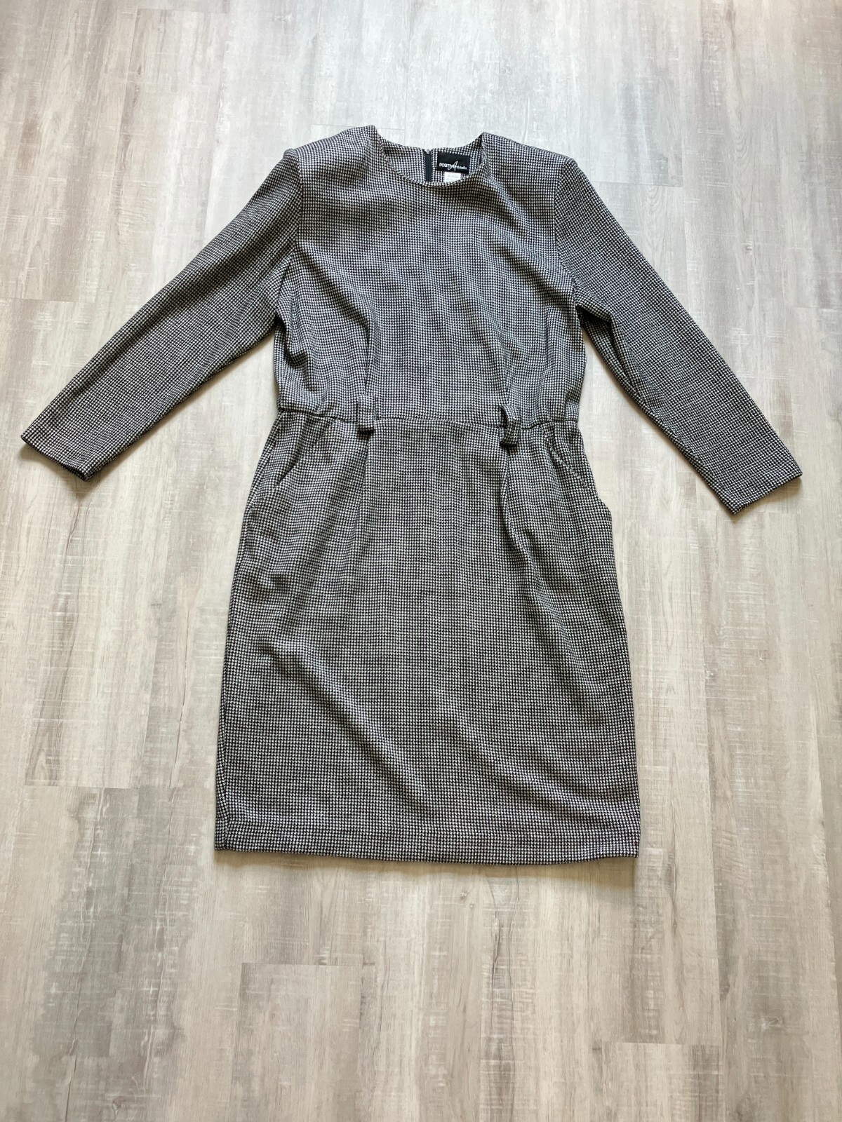 1980s Houndstooth Dress, 1990s Checkered Dress, Plus Size Vintage