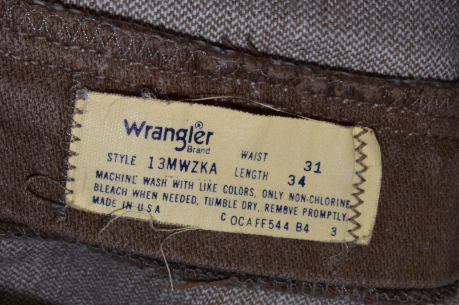 Vintage Wrangler Jeans W30 L33 80s Tan Riveted High Waist Straight Leg Made USA