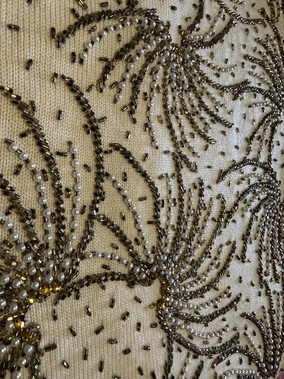 Vintage 60’s Jo-Ro Imports Sz S/M Pure Wool Hand Loomed Sequined Beaded Vest Top