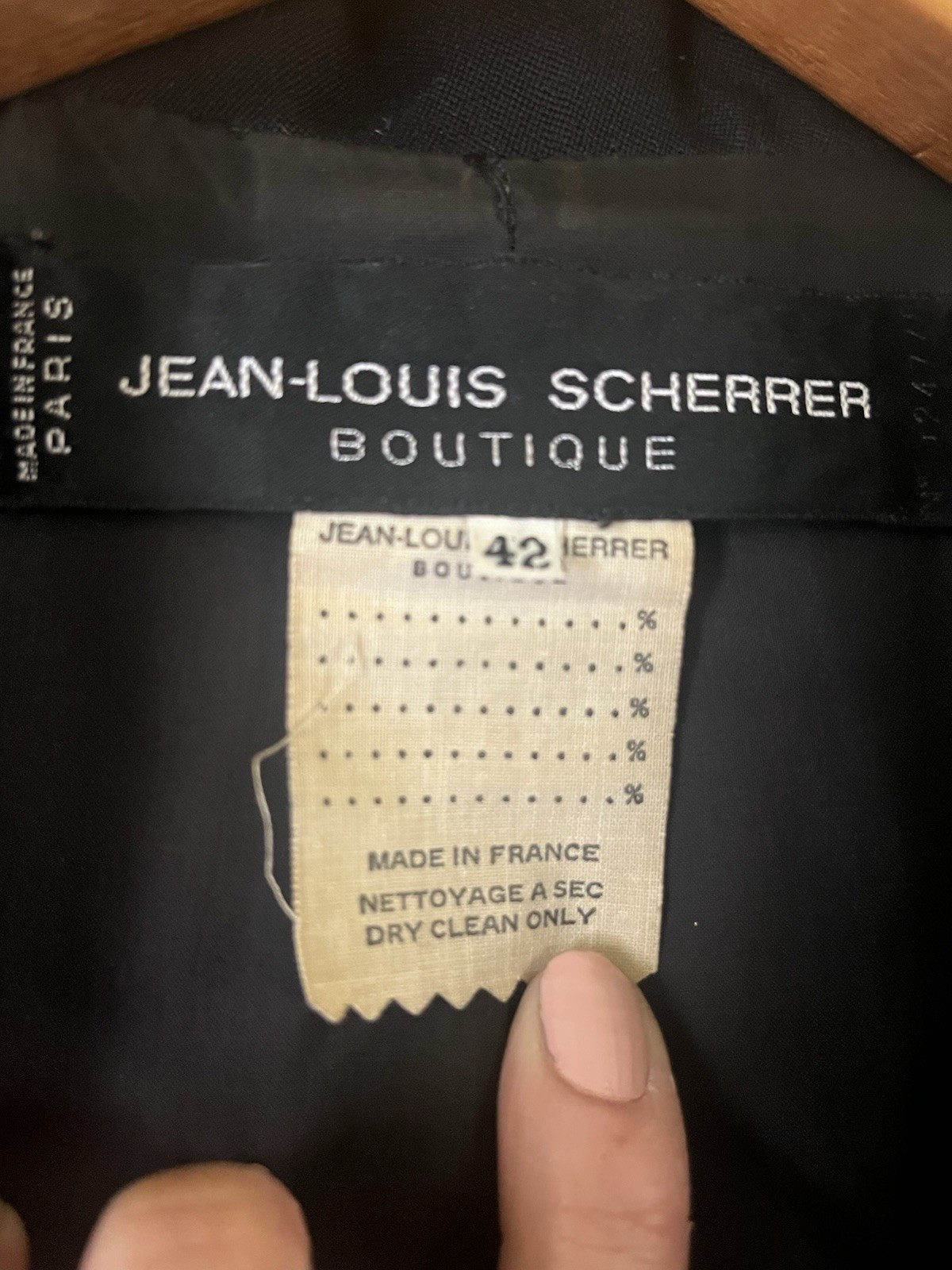 VTG Jean-Louis Scherrer Made In France Gold Button Minimalist Classic Blazer 42