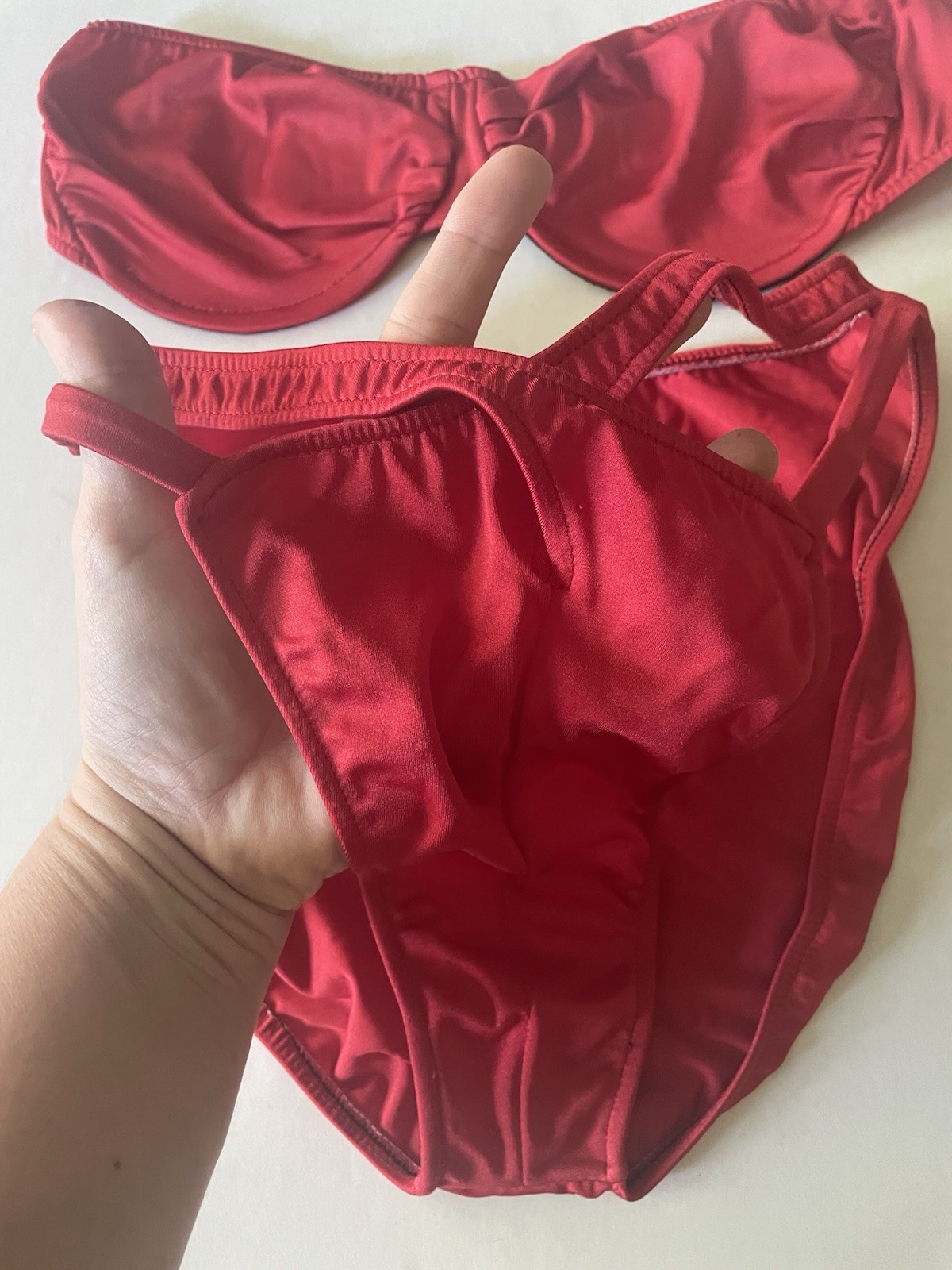 Vintage 80s 1980s Joyce Holder Bikini Swimsuit Bathing Suit Red Medium C Glossy