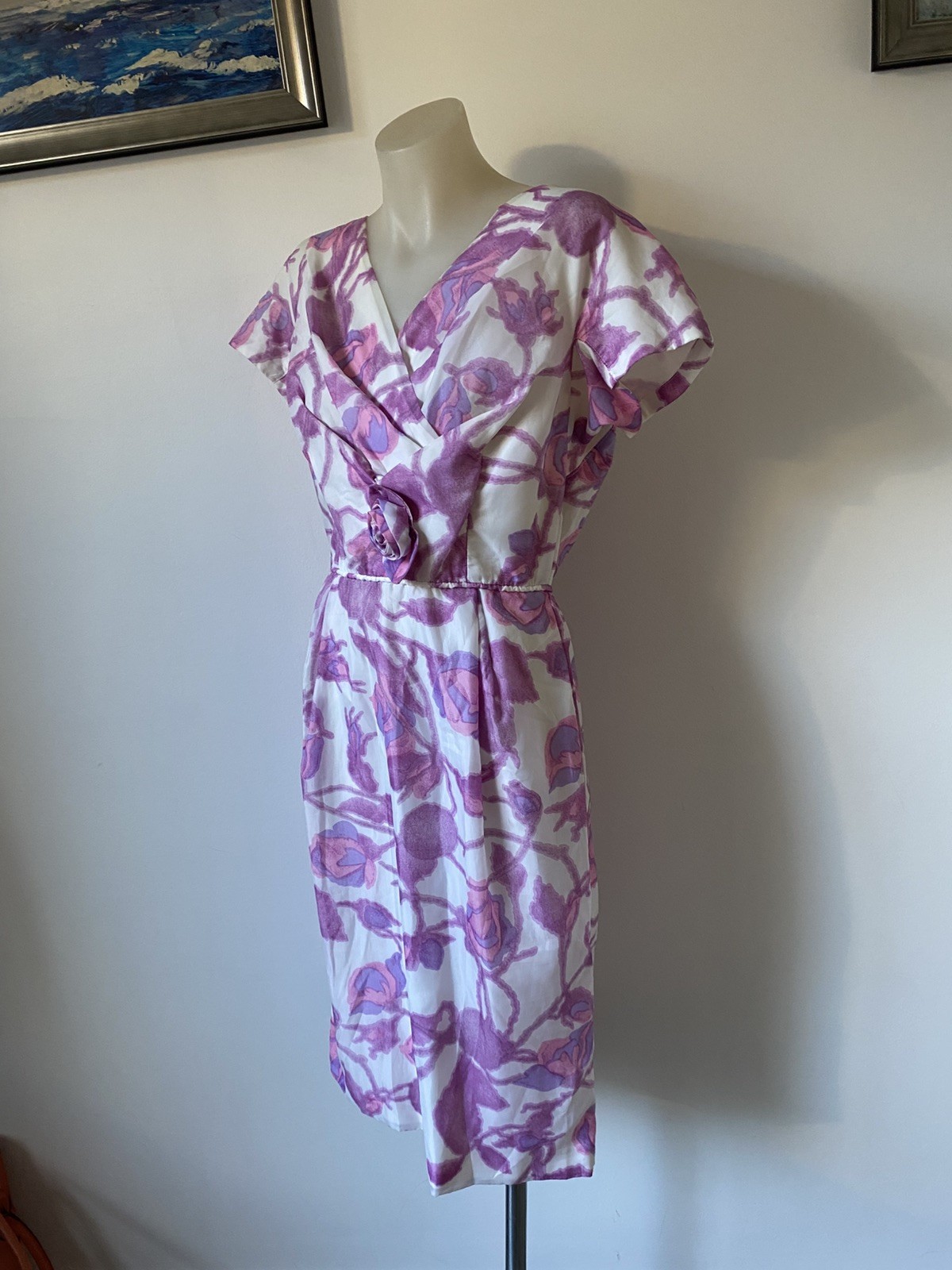 50, S Party Dress In Pink/wte Floral By Conni Con Sydney.36” B 26” W 8/10