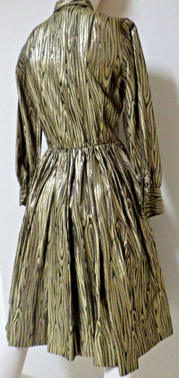 Vintage 1950s Charles Cooper Gold Lame Cocktail Dress Size 6 Metallic Party 50s
