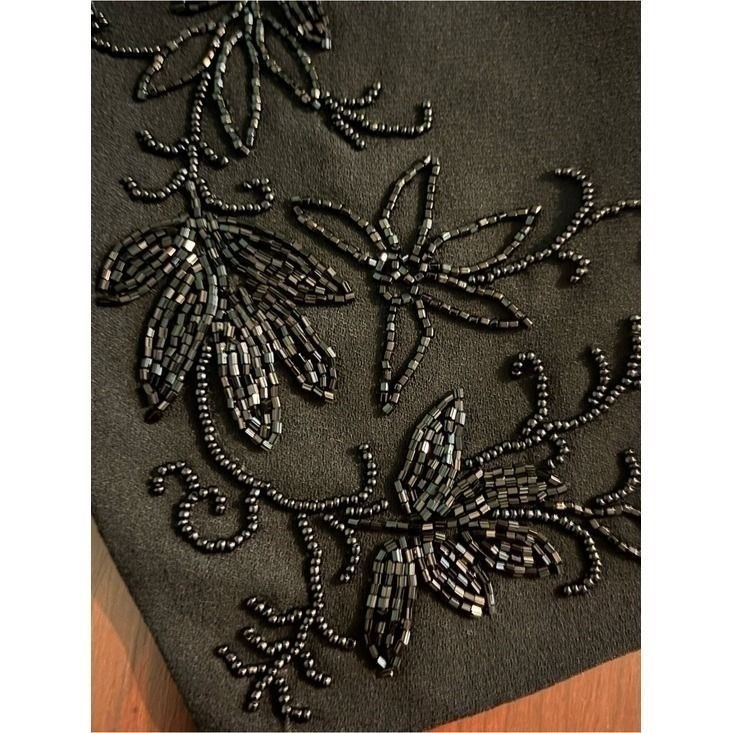 Vintage Liz Claiborne Beaded Black Crepe Vest (Tags removed) Sz Sm See pics