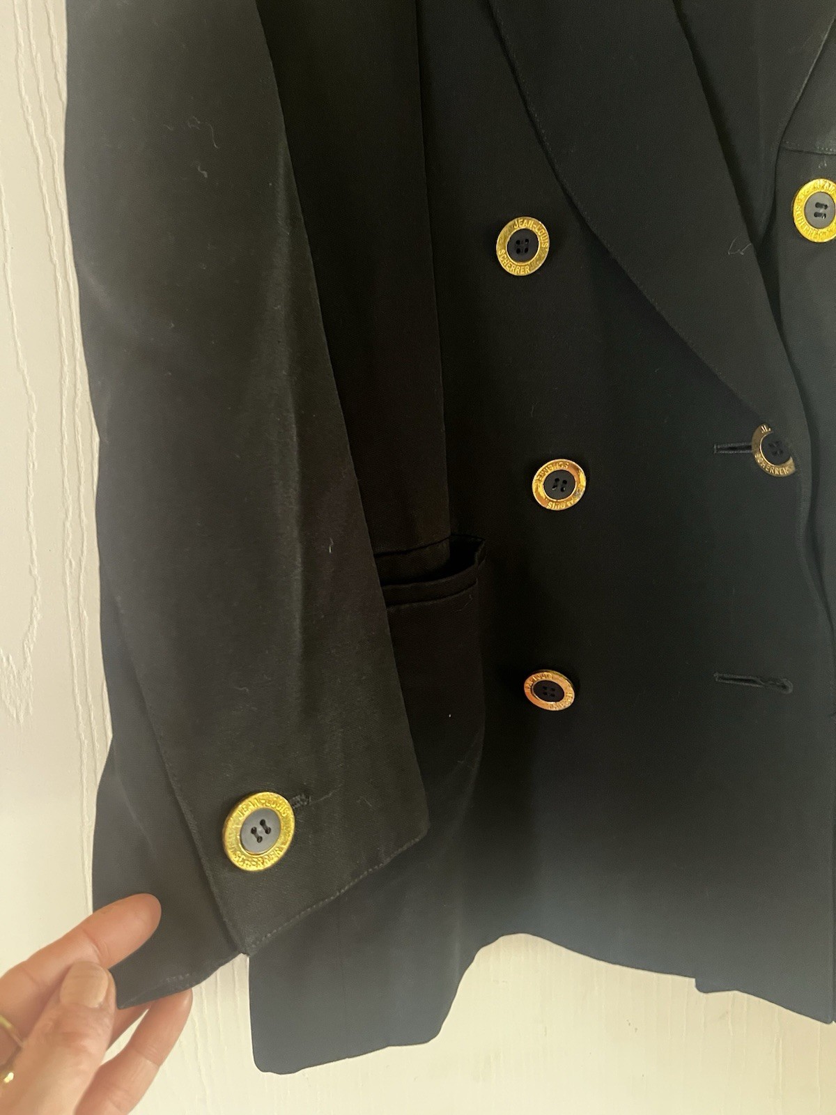 VTG Jean-Louis Scherrer Made In France Gold Button Minimalist Classic Blazer 42