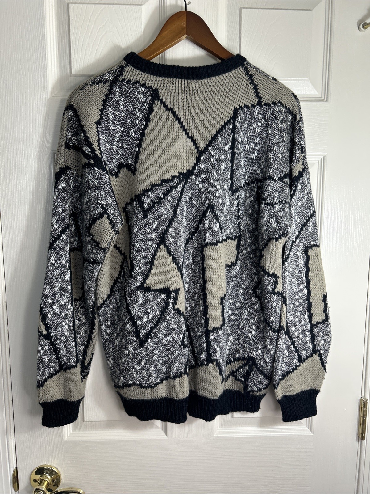 Vintage Women’s 80s Adele Knitwear Sweater USA Chunky Geometric Size Medium