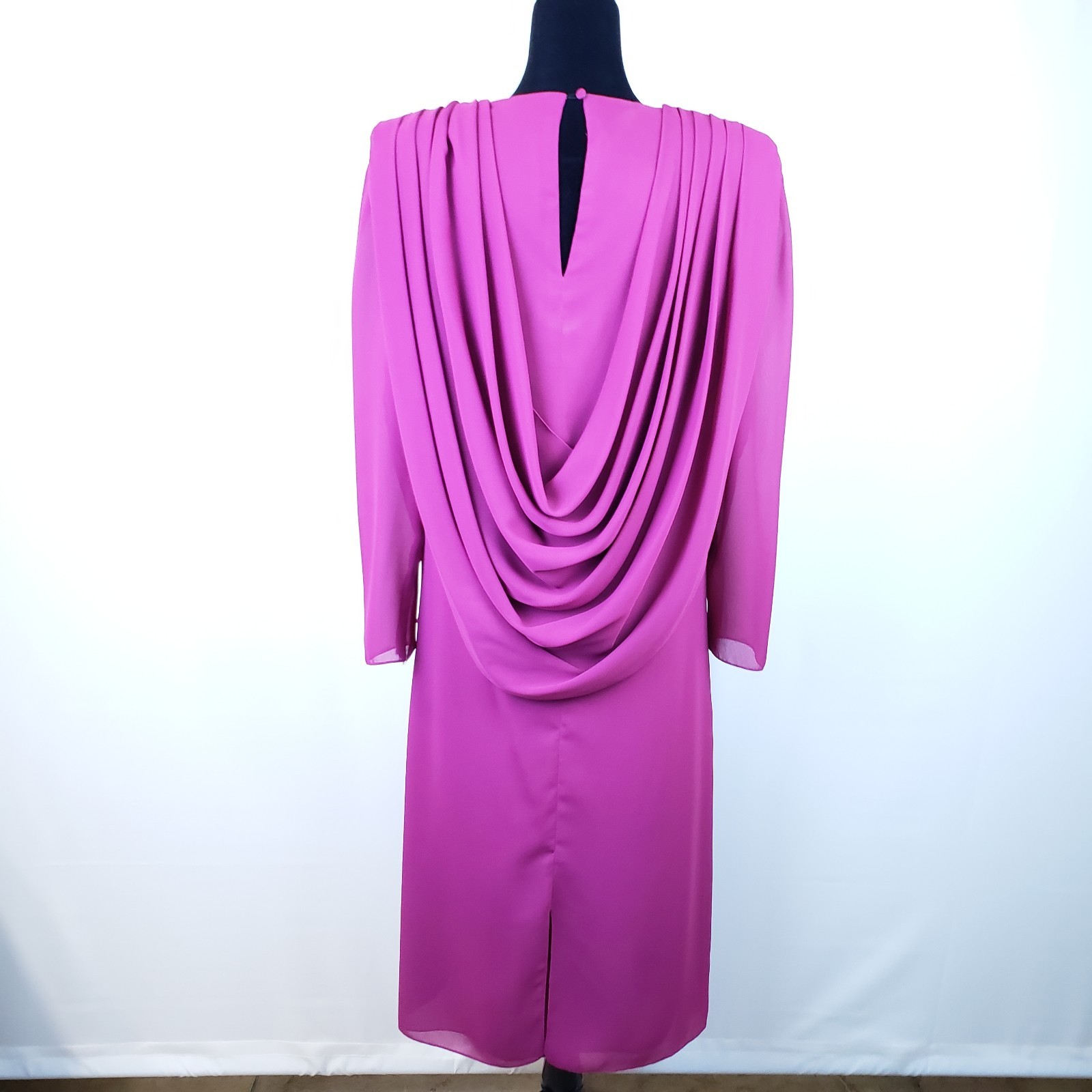 1980s Darcy Dress Modern Size 12 Magenta Draped Sheath Golden Girls Date Night