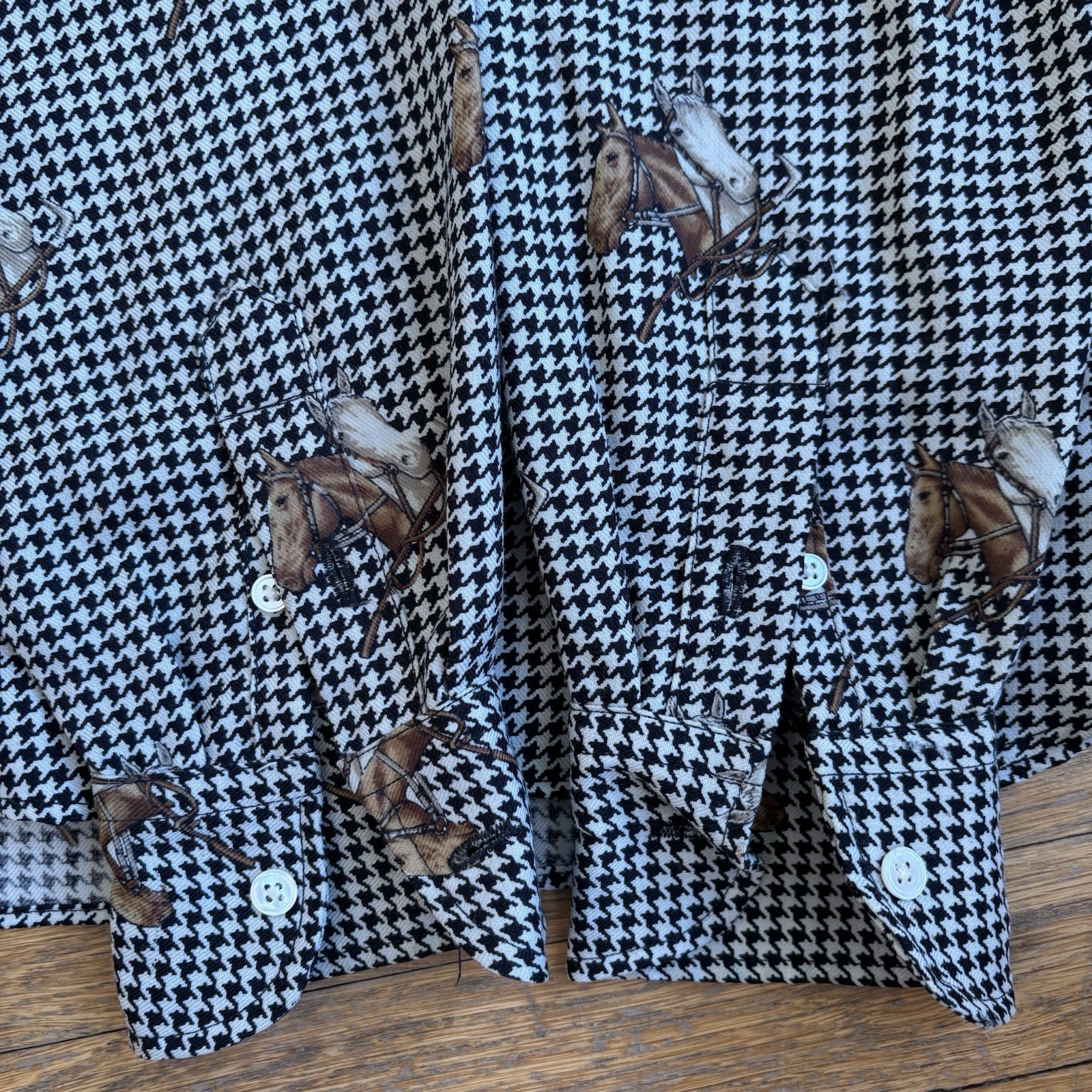 Vtg 80s-90s RALPH LAUREN EQUESTRIAN Horse Print Shirt Button Down Womens 10
