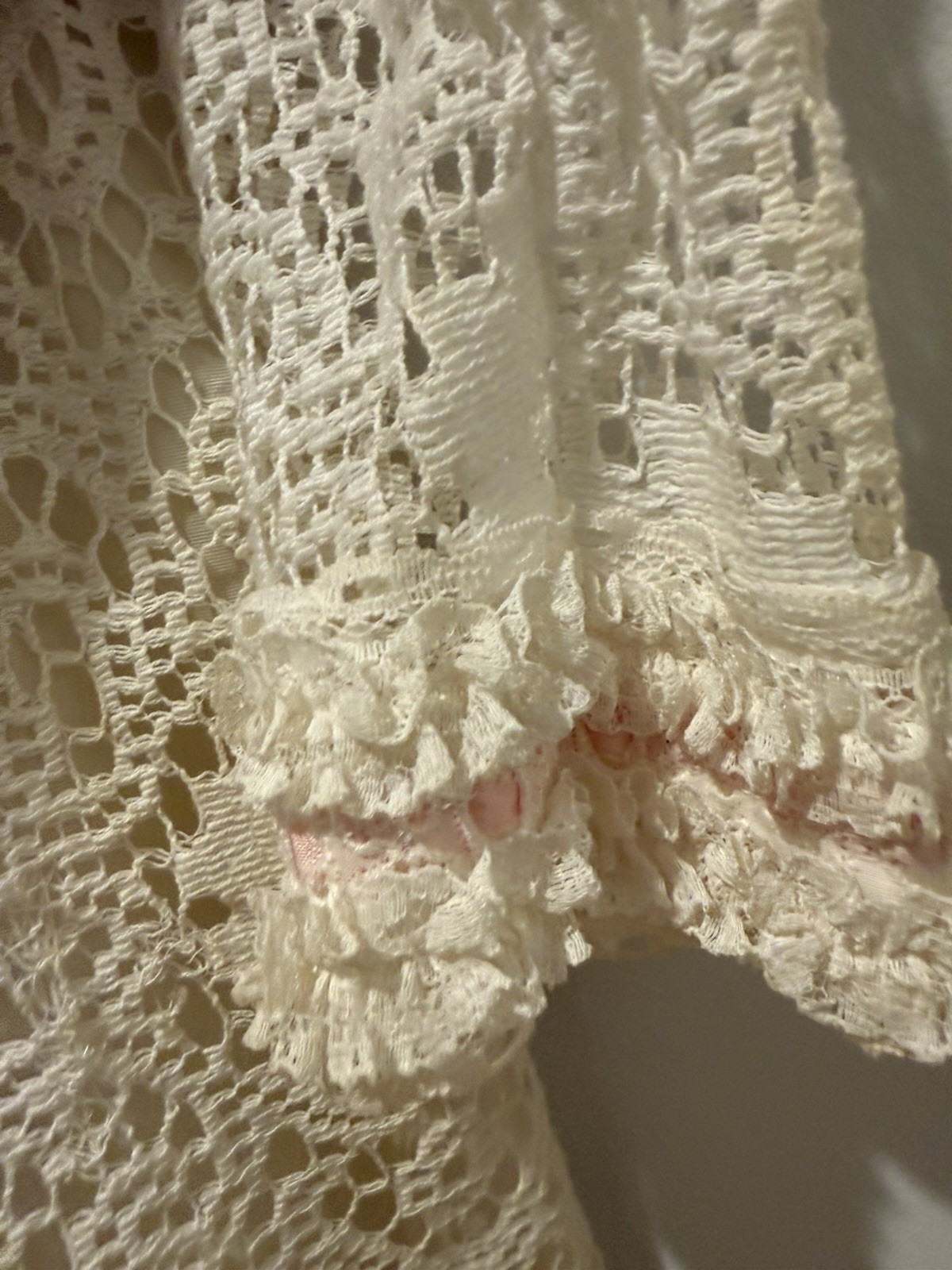Vintage Vicky Vaughn Junior 1970s White Lace Long Sleeve Dress