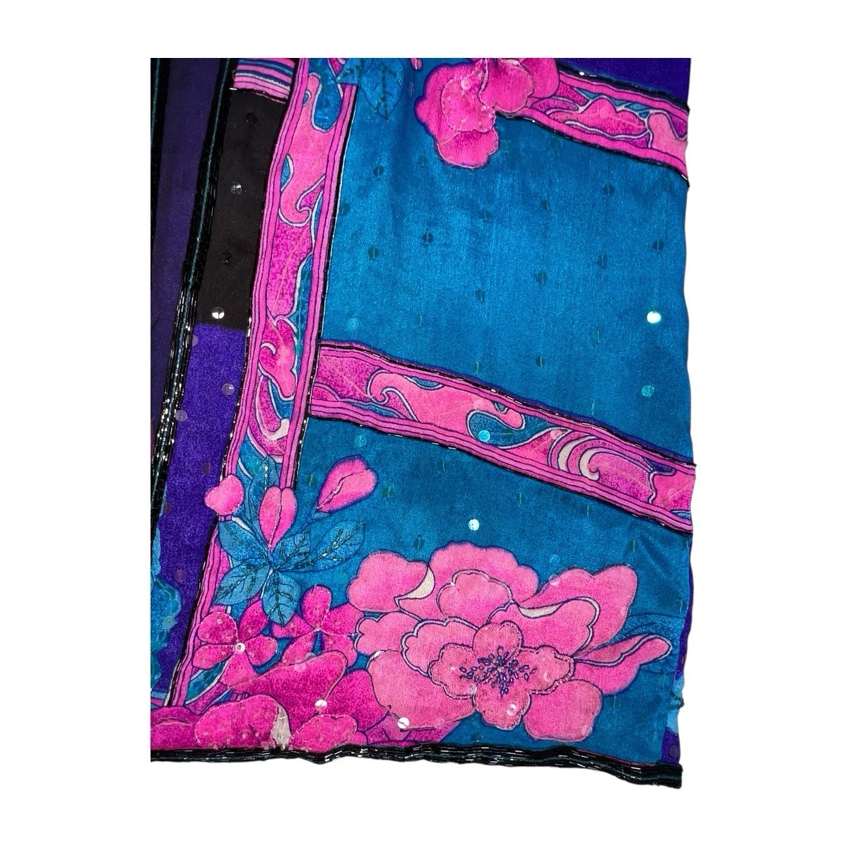 VTG JUDITH ANN CREATIONS SAKS FIFTH AVE SILK SEQUIN BEAD KIMONO JACKET NEW WAVE