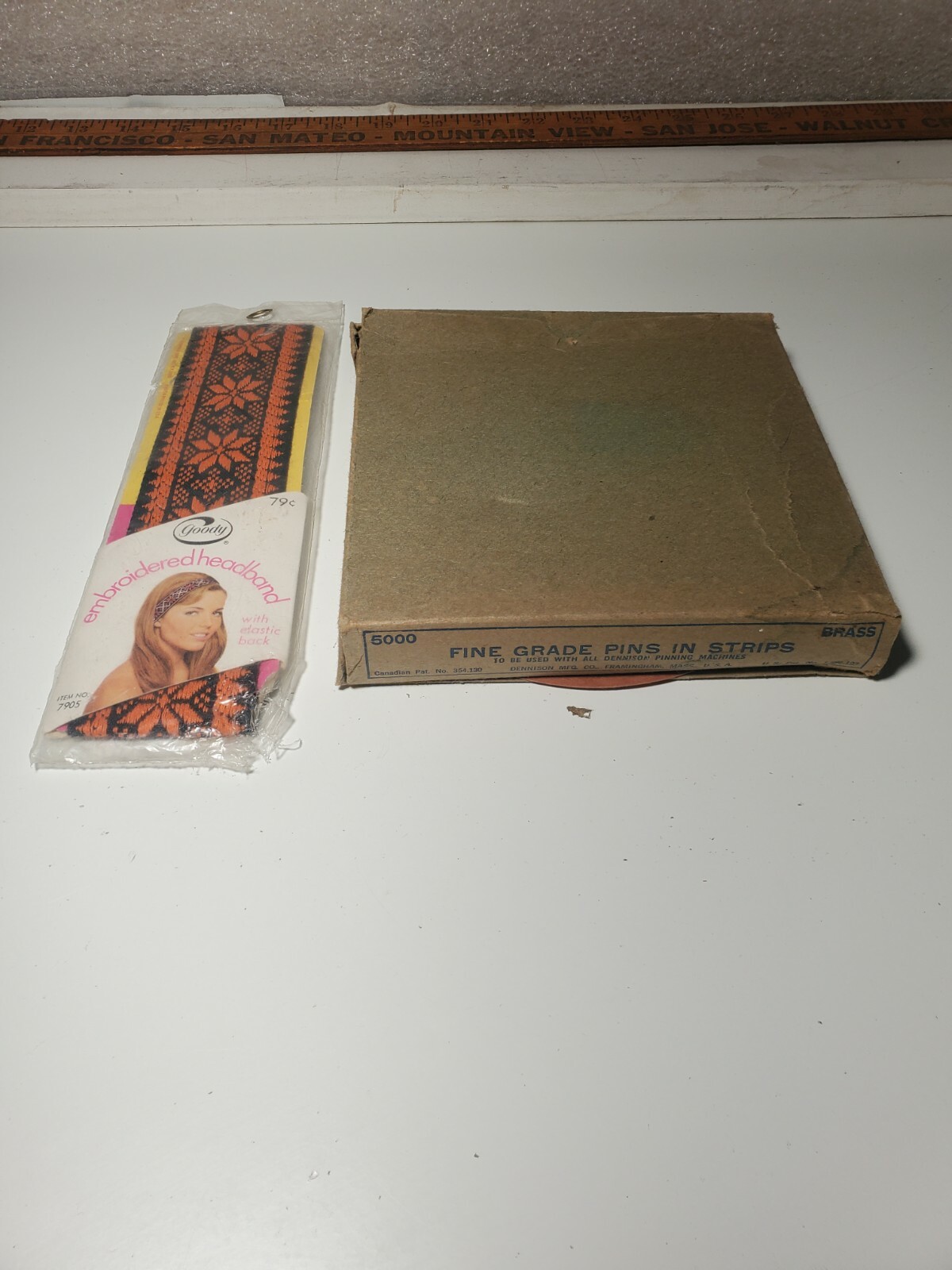 Vintage Embroidered Head Band New & Brass pin rolls for pin industrial machine.