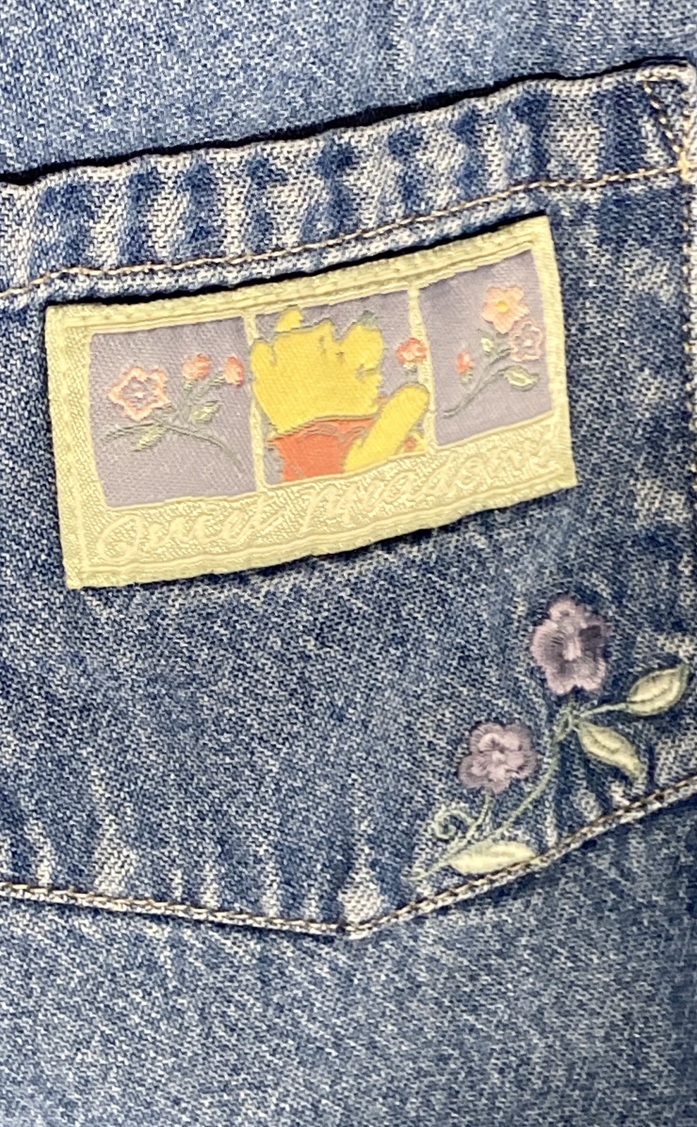Vintage 90s Disney Store Women’s Blue Denim Winnie Pooh Eeyore Jumper Dress L