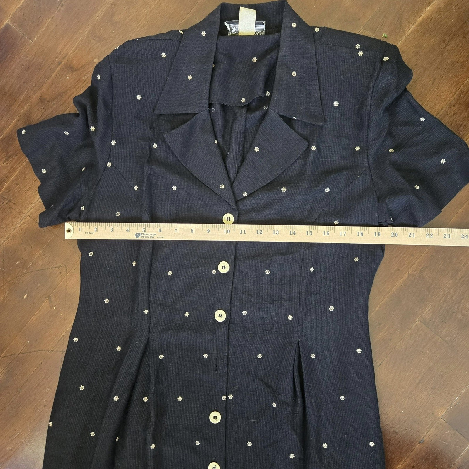 Vtg 90s SL FASHIONS Black & White Floral Dress stardust Rockabilly Cottagecore