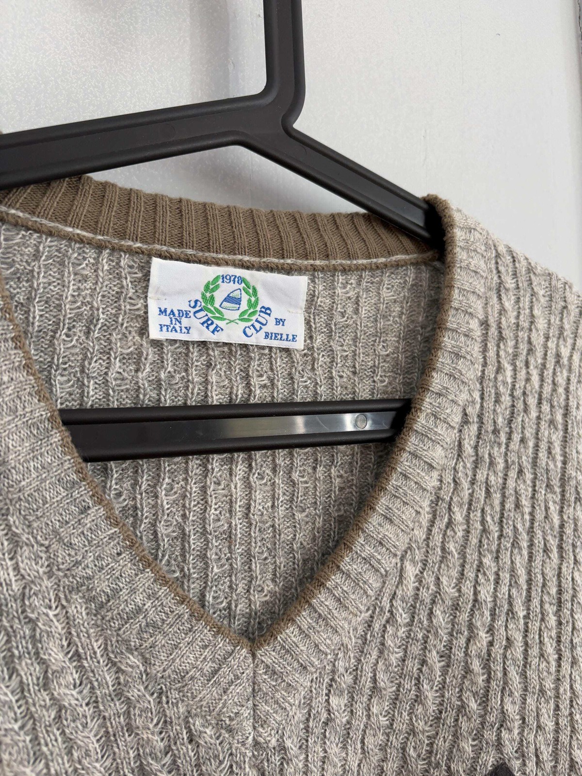 Vintage light grey jumper , Wool and alpaca blend v neck