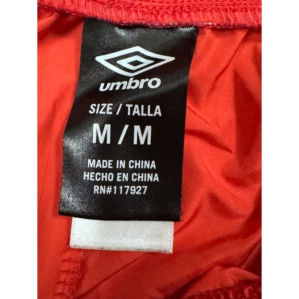 Y2K Retro Umbro Track Pants Womens M Red Joggers Logo Tape Windbreaker Pants