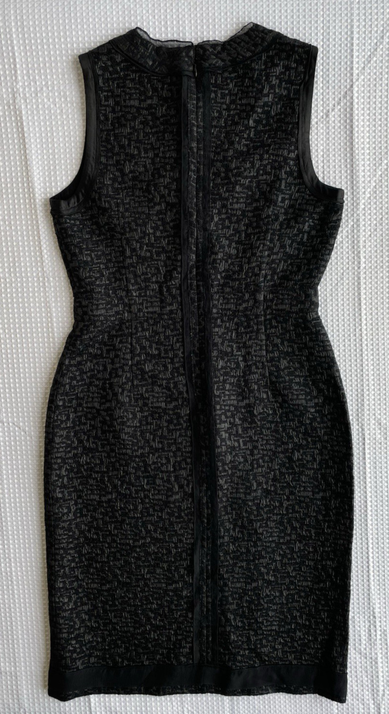 Prada Italian Tweed Lurex Sleeveless Sheath Dress Black IT 46