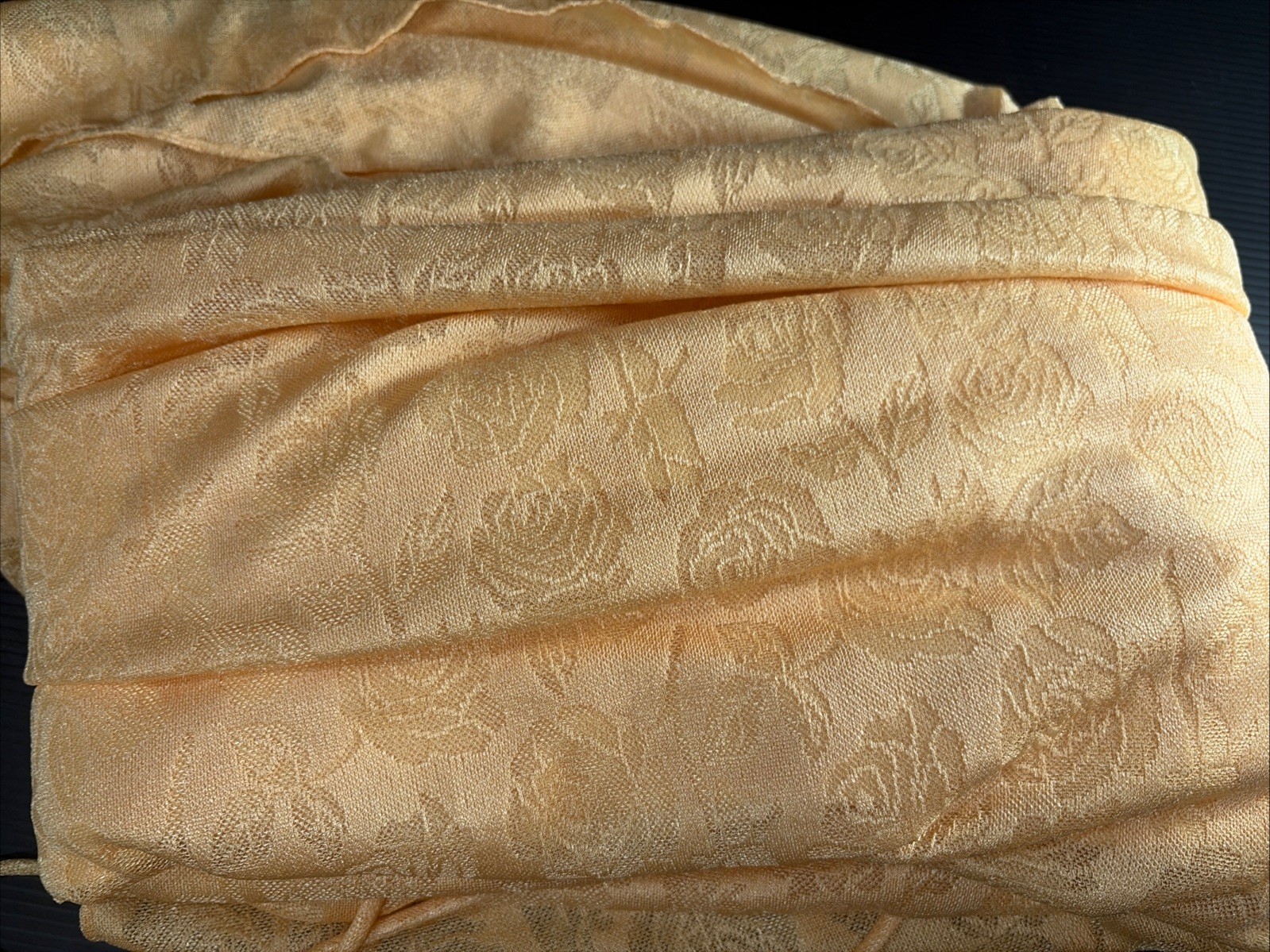 Vtg 70s-80’s Gold Rose Overlay Blouson Maxi Dress Floral Prairie Romantic