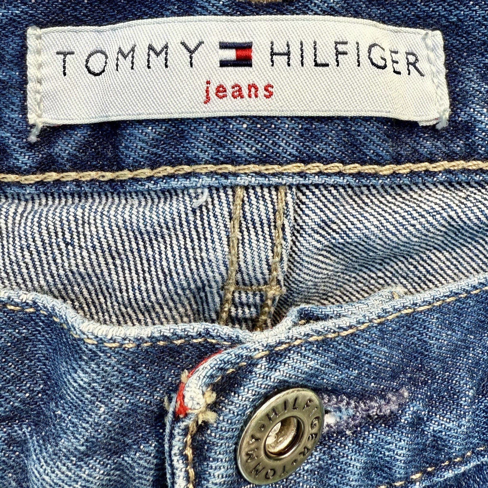VTG Y2K 90s Tommy Hilfiger Women Sz 6 Denim Jeans Boyfriend Flag Pocket Boot Leg