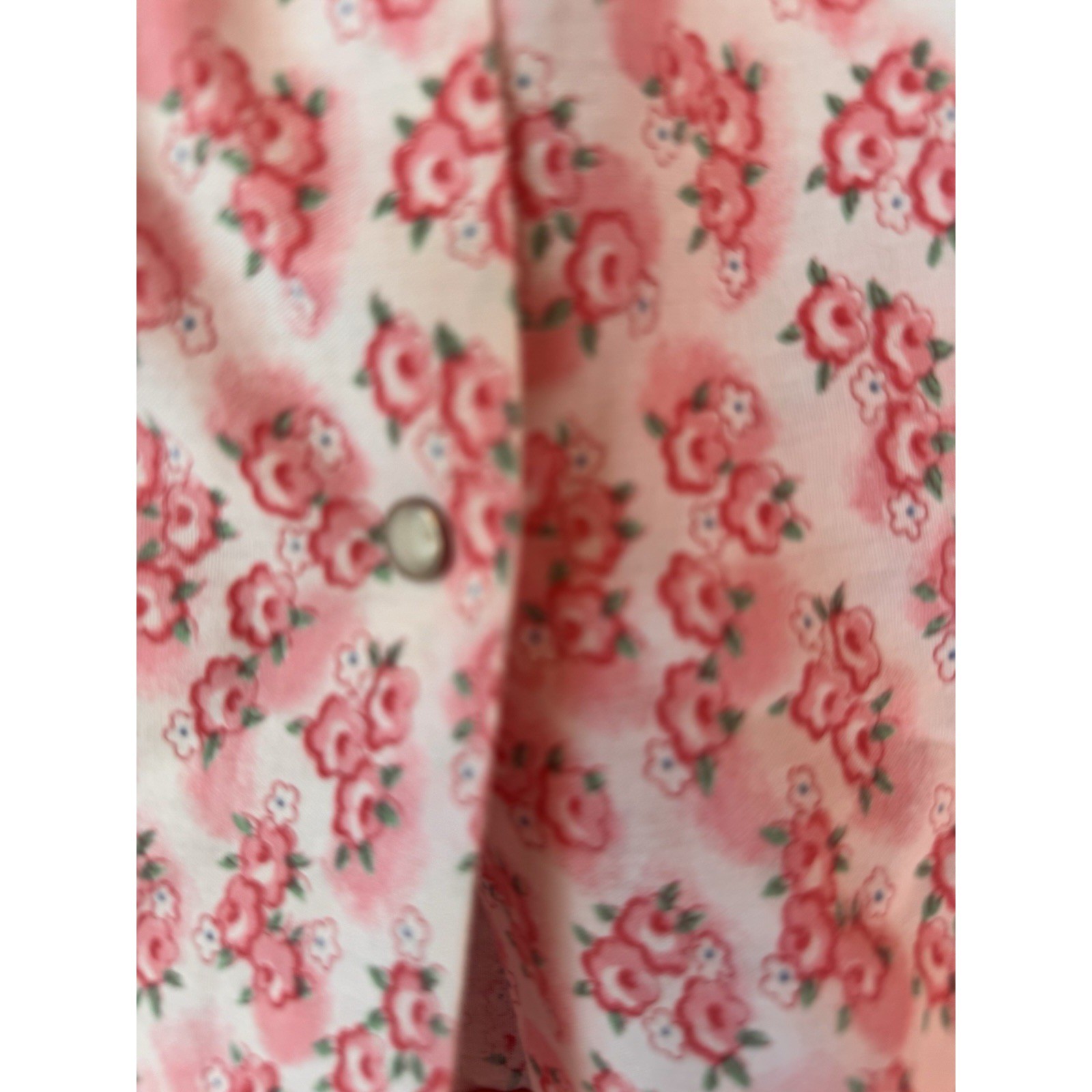 VTG Artistic Creations Smock White Pink Roses Red Trim Large Cottage Art Class
