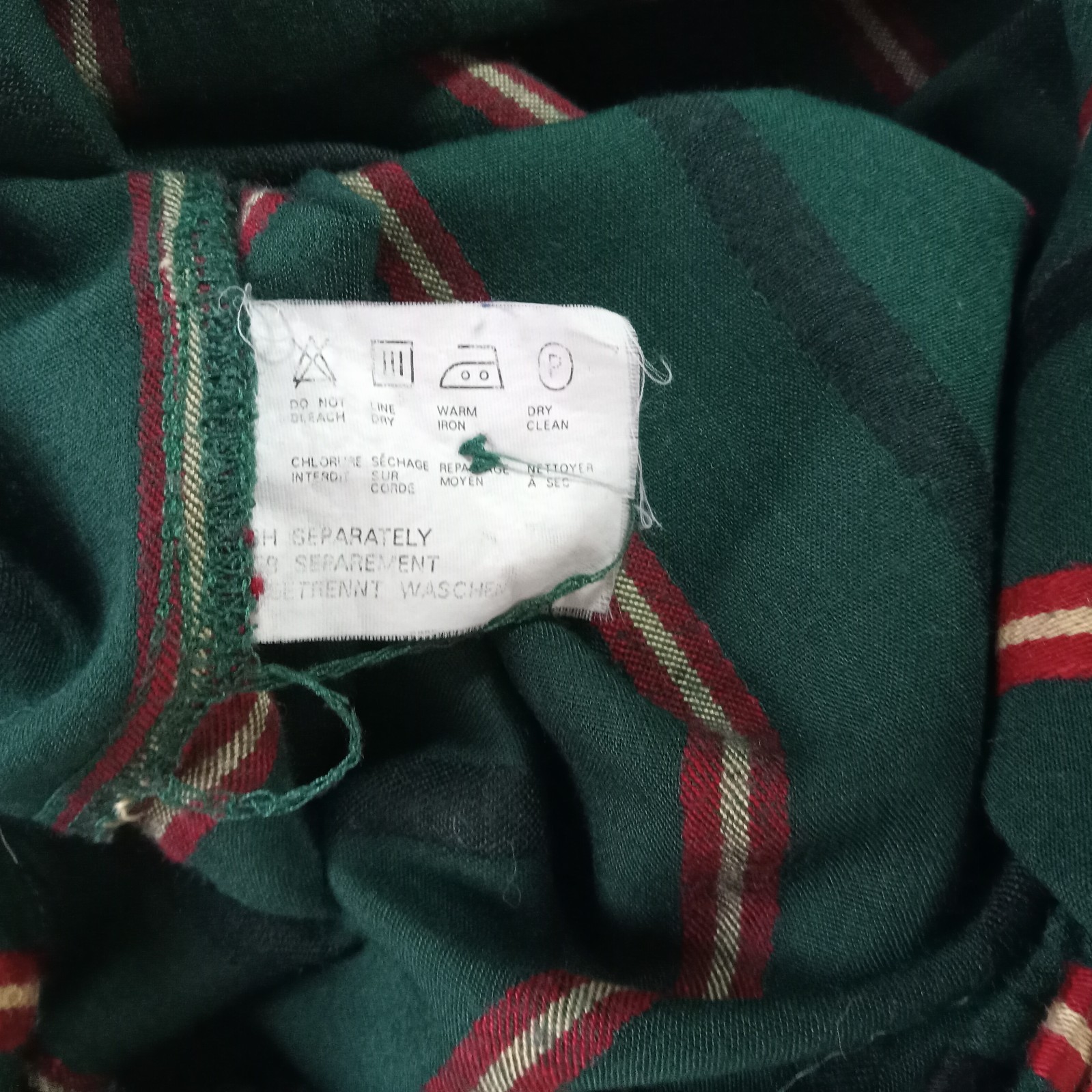 Esprit Women’s Shirt Button Down Green Red Stripe Preppy 1980s Size M Vintage
