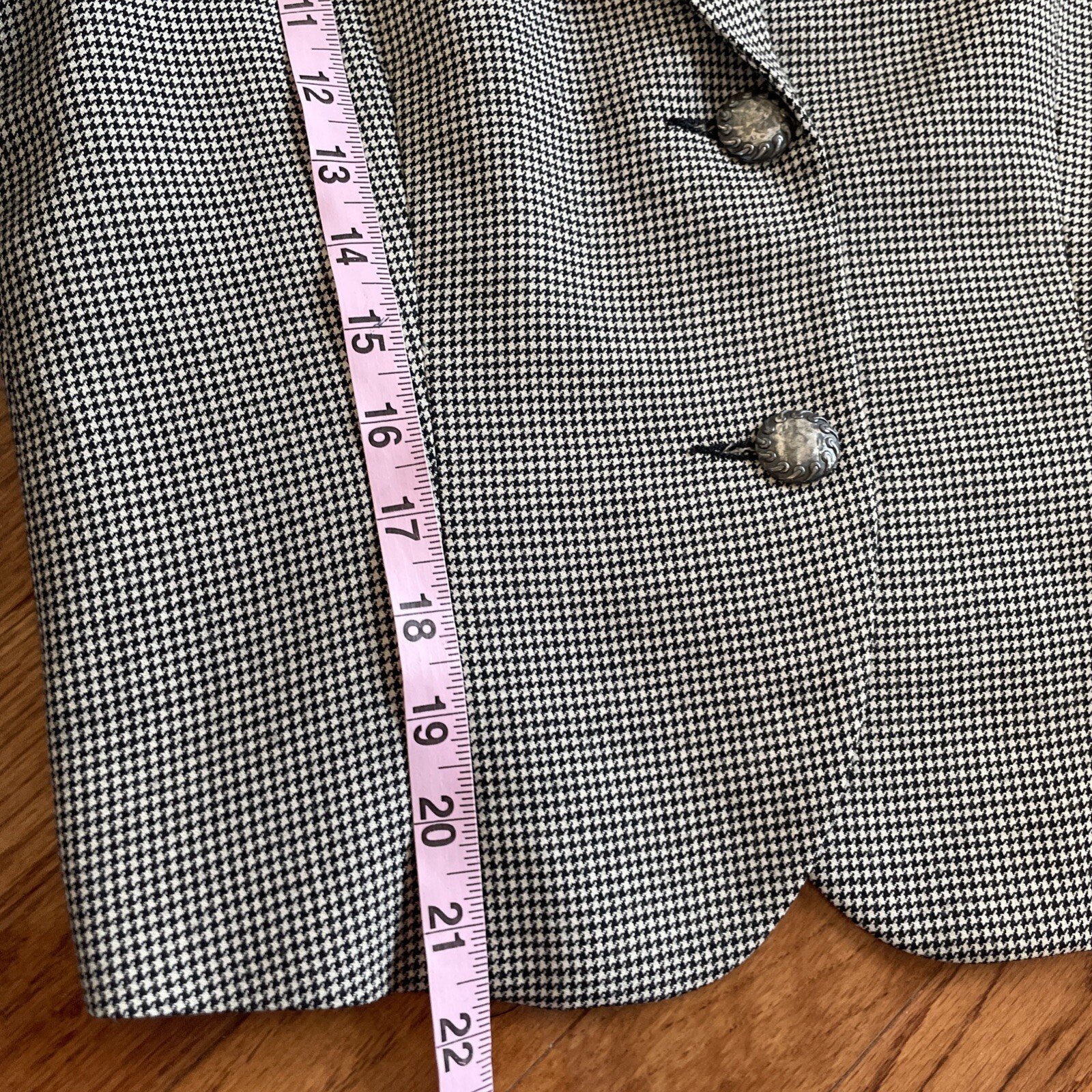 Vintage Nordstrom Houndstooth Wool Blazer Sz 8 Career Office Classic Timeless