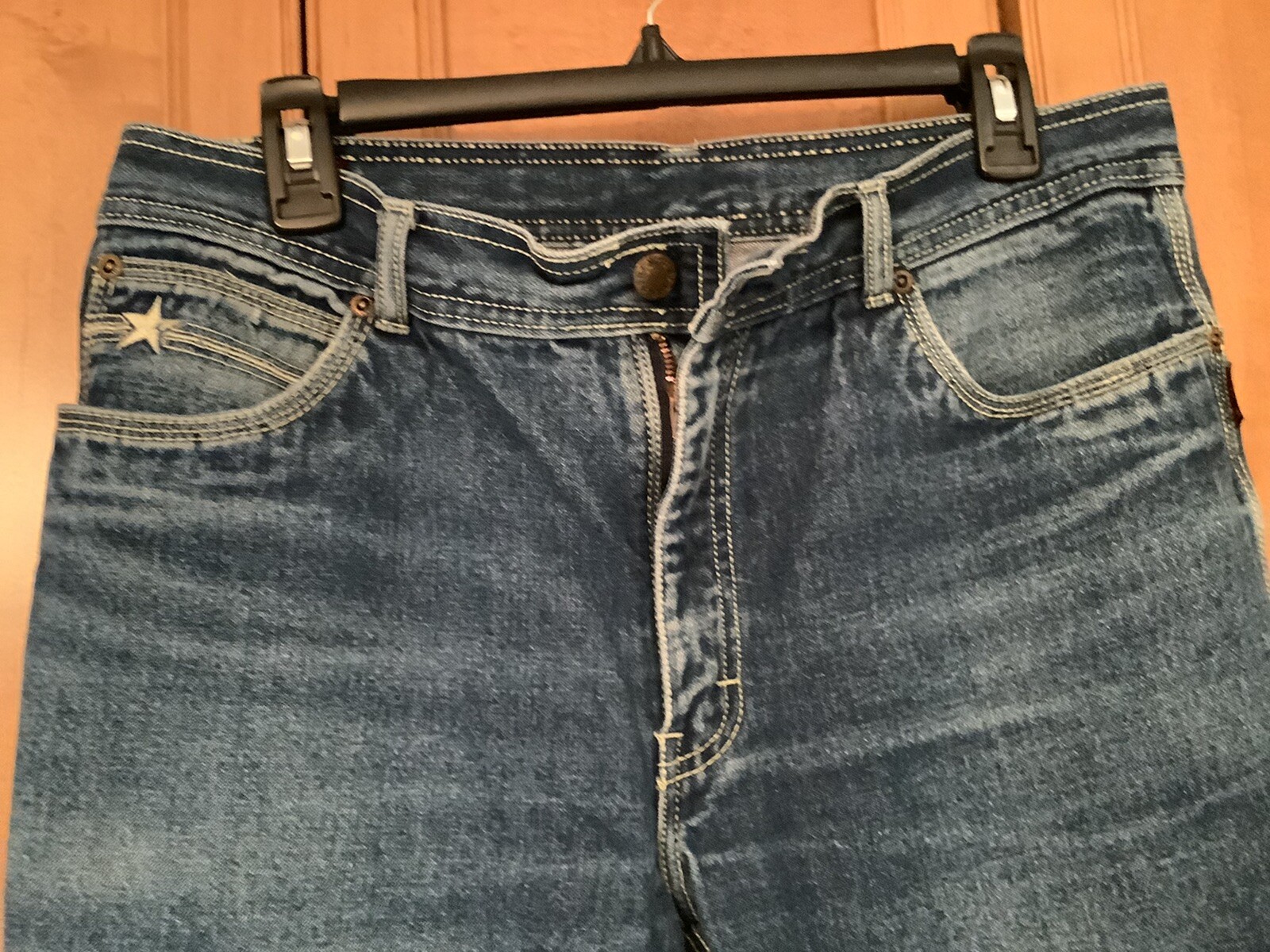 Vintage 70s FRENCH STAR Blue Denim Jeans W 36” Inseam 32”