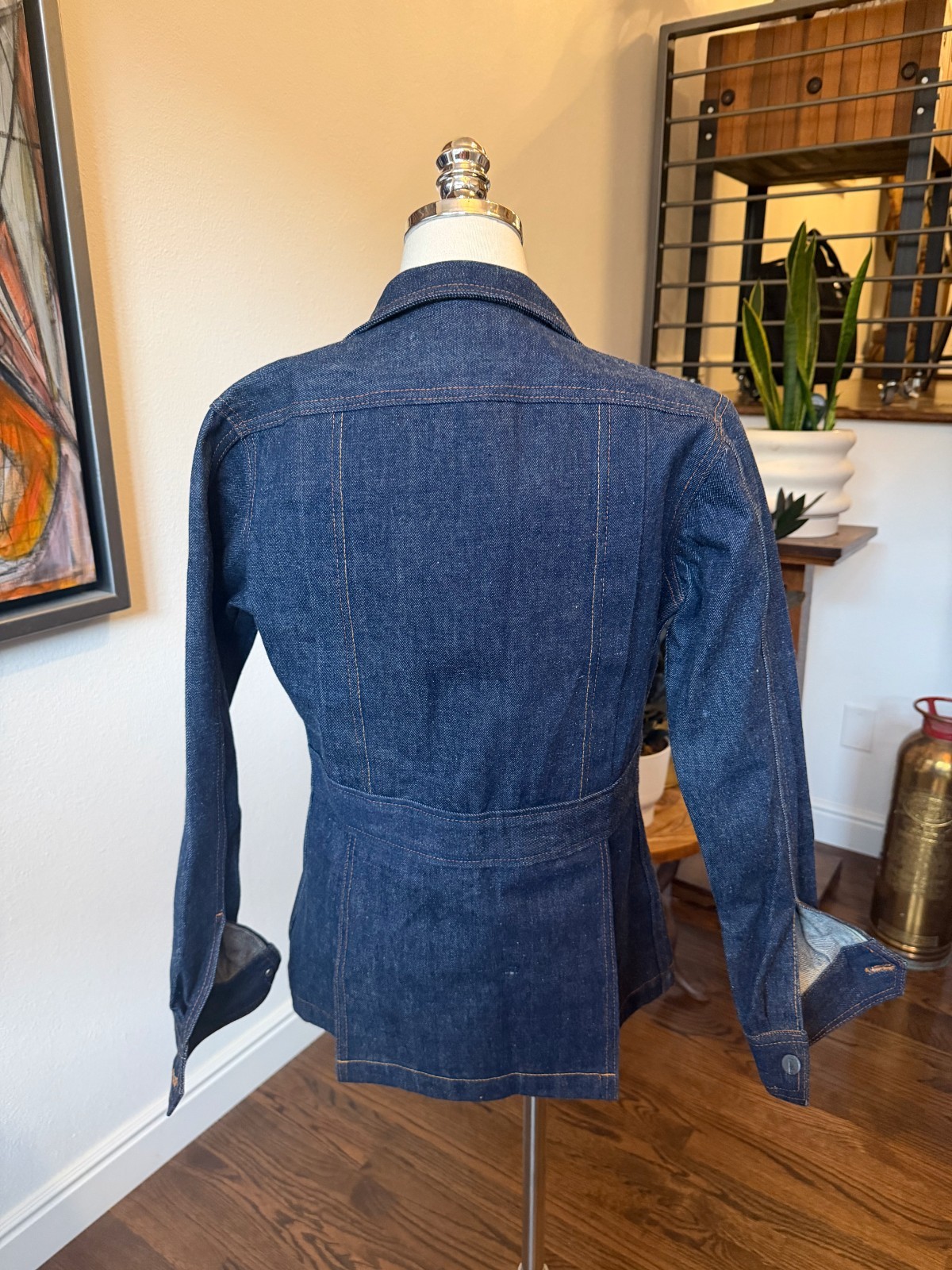 Vintage 70s Palmor’s Denim Jacket Deadstock NWOT Unworn Tunic Orange Stitching