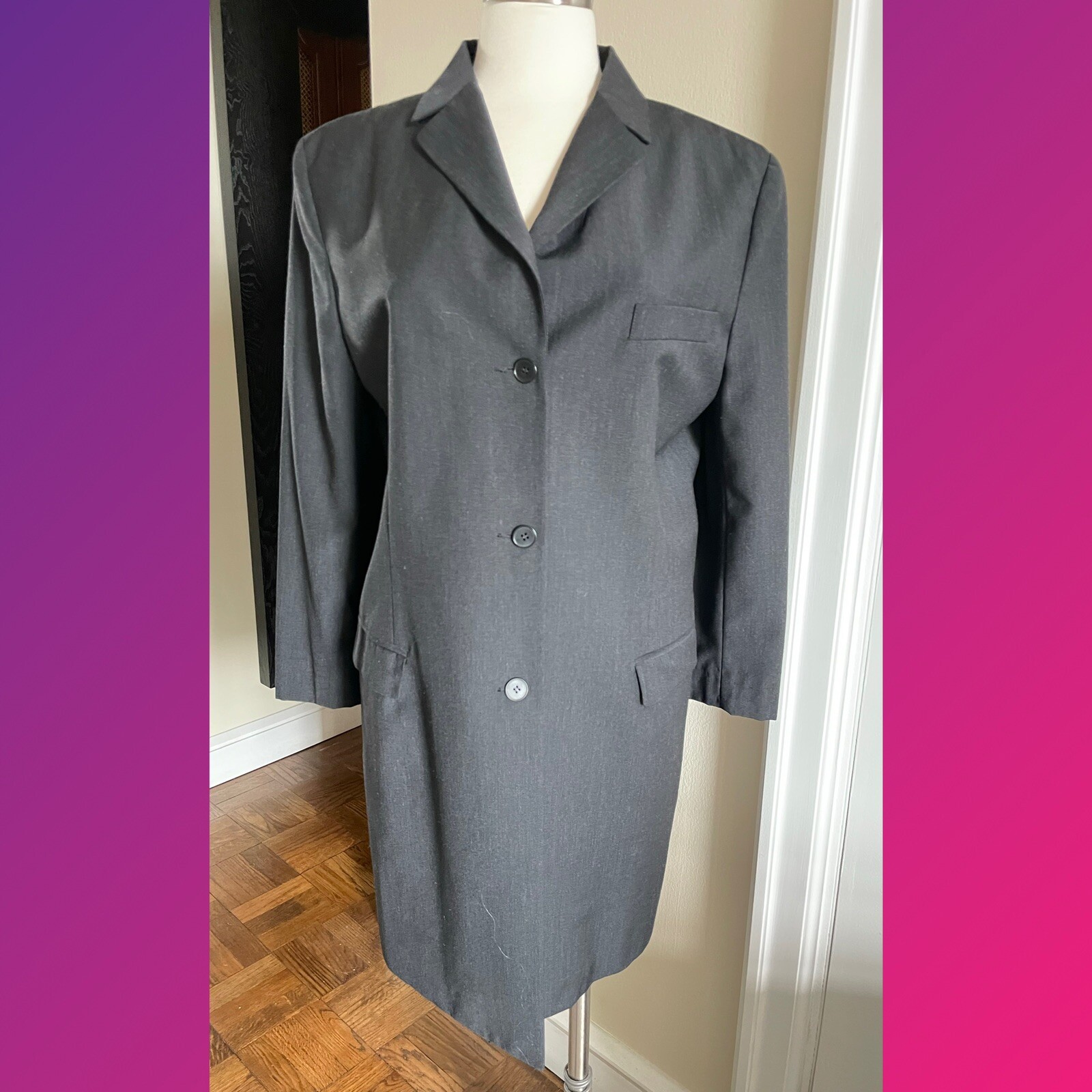 Vintage Circa 2000 Strong Shoulder Long Coat Jacket