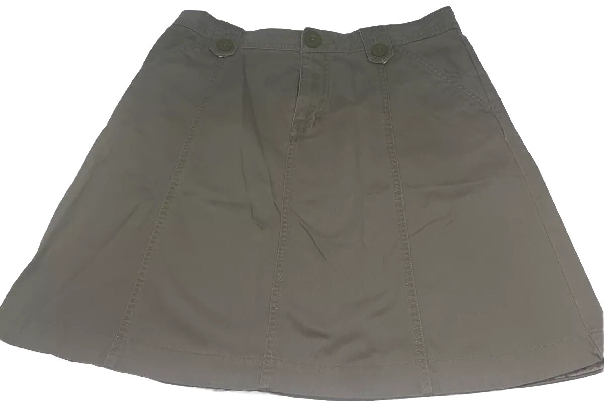 VTG Tommy Hilfiger OLIVE GREEN Mini Skirt Women’s Sz 6 Pockets – 31”W x 19.5” L