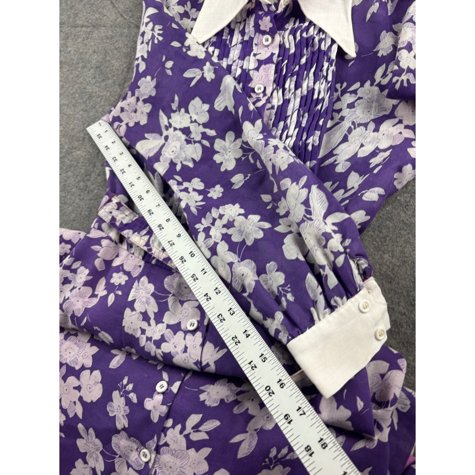 VTG Bobbie Brooks Purple Floral Pintuck Maxi Dress 70s Belted Womens XS? Prairie