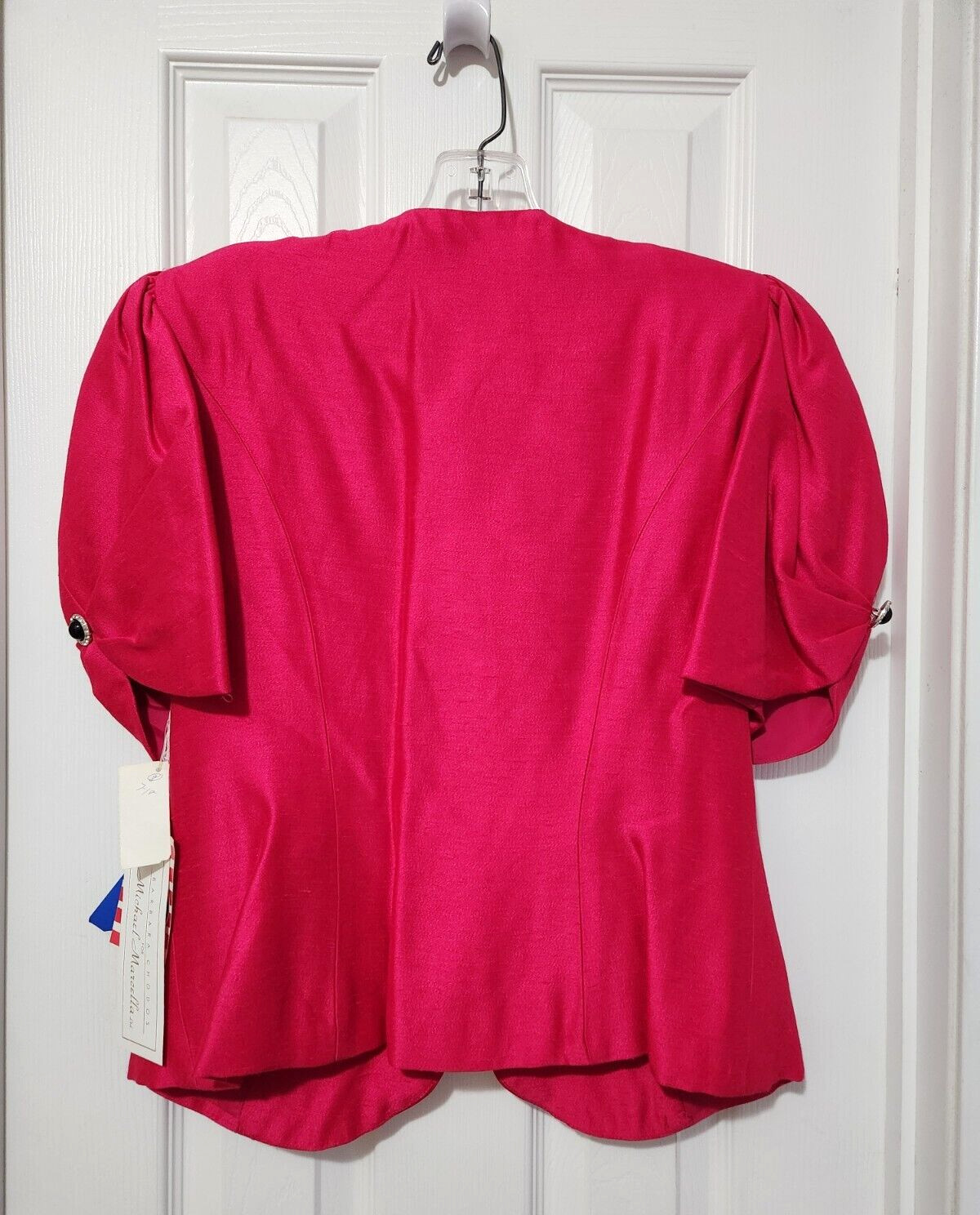 Vtg Barbara Chodos for Michael Marcella Pink Short Puff Sleeve Jacket Sz 12 NWD